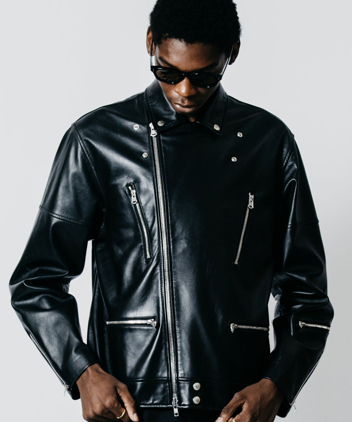 W BIKER SPANISH LAMB LEATHER JACKET