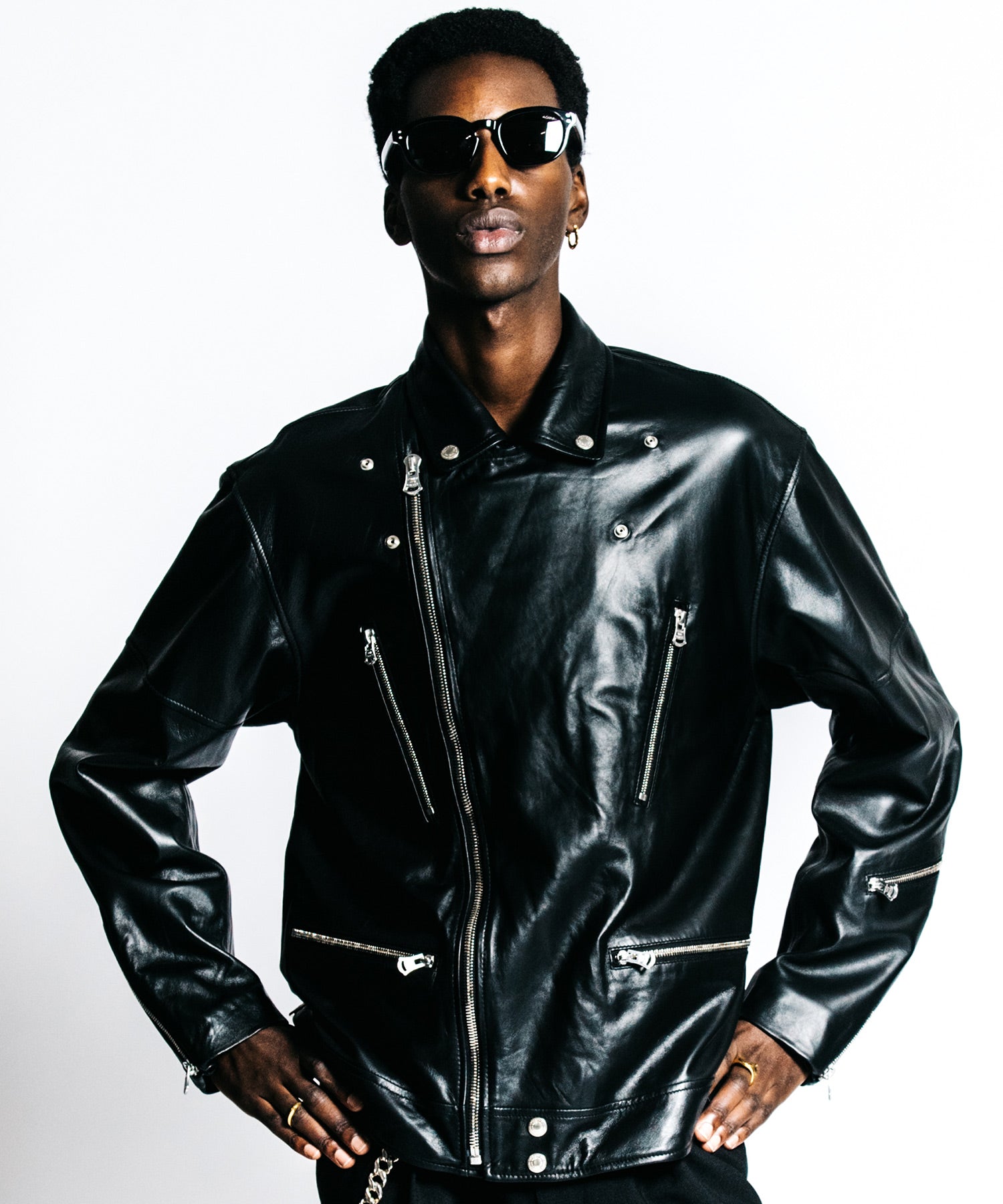 W BIKER SPANISH LAMB LEATHER JACKET
