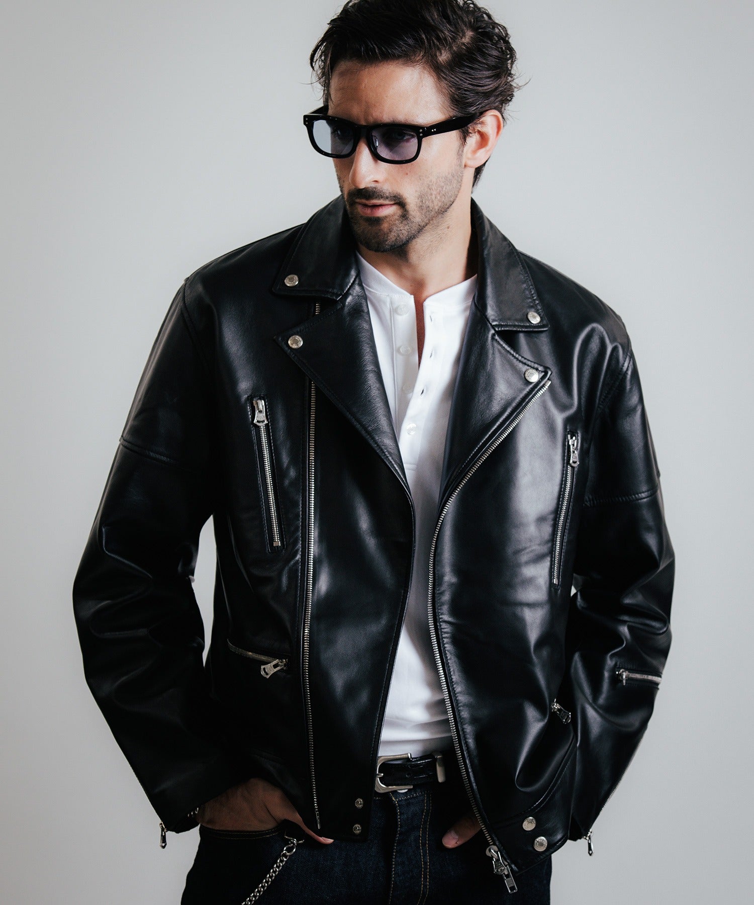 W BIKER SPANISH LAMB LEATHER JACKET