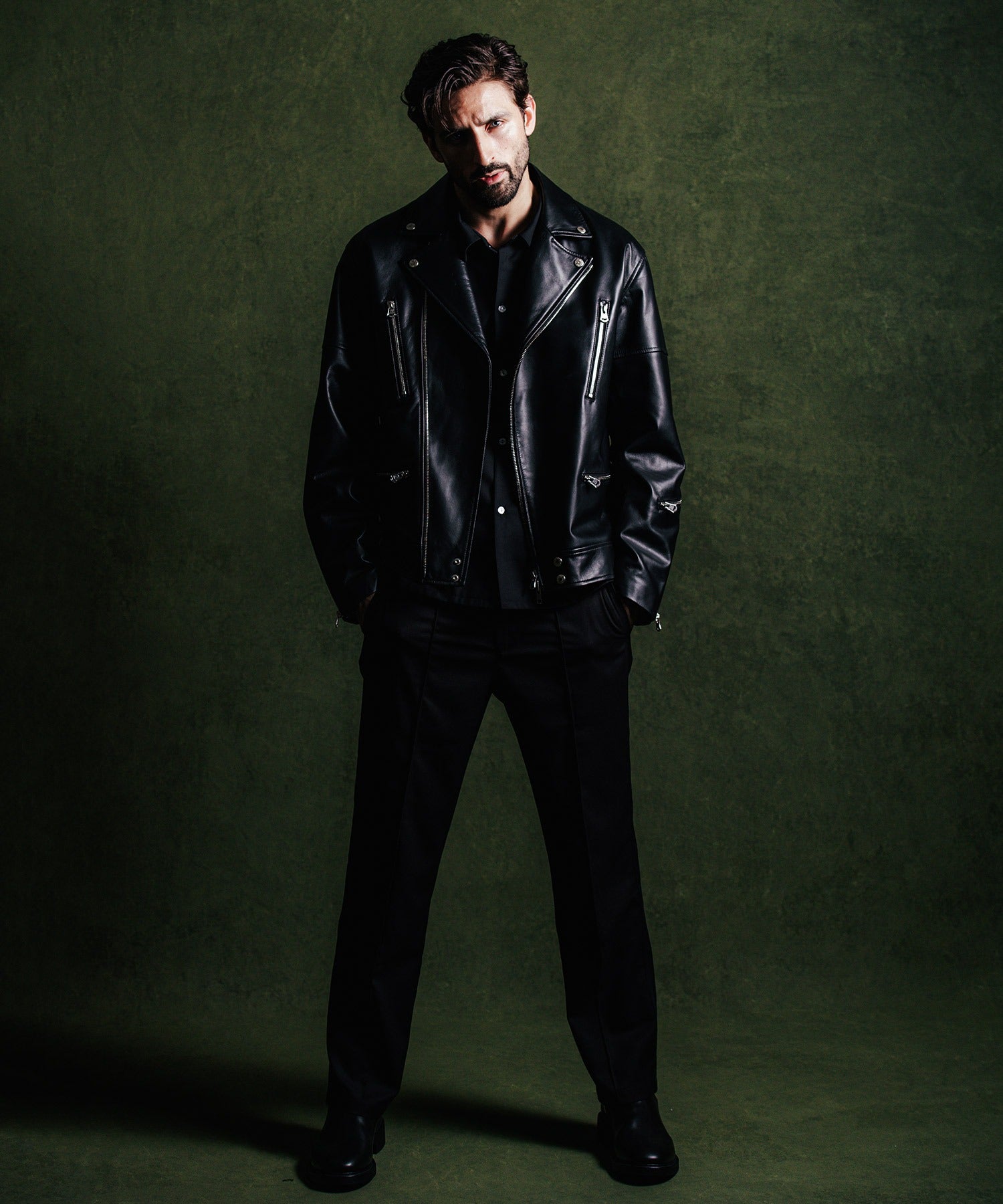 W BIKER SPANISH LAMB LEATHER JACKET