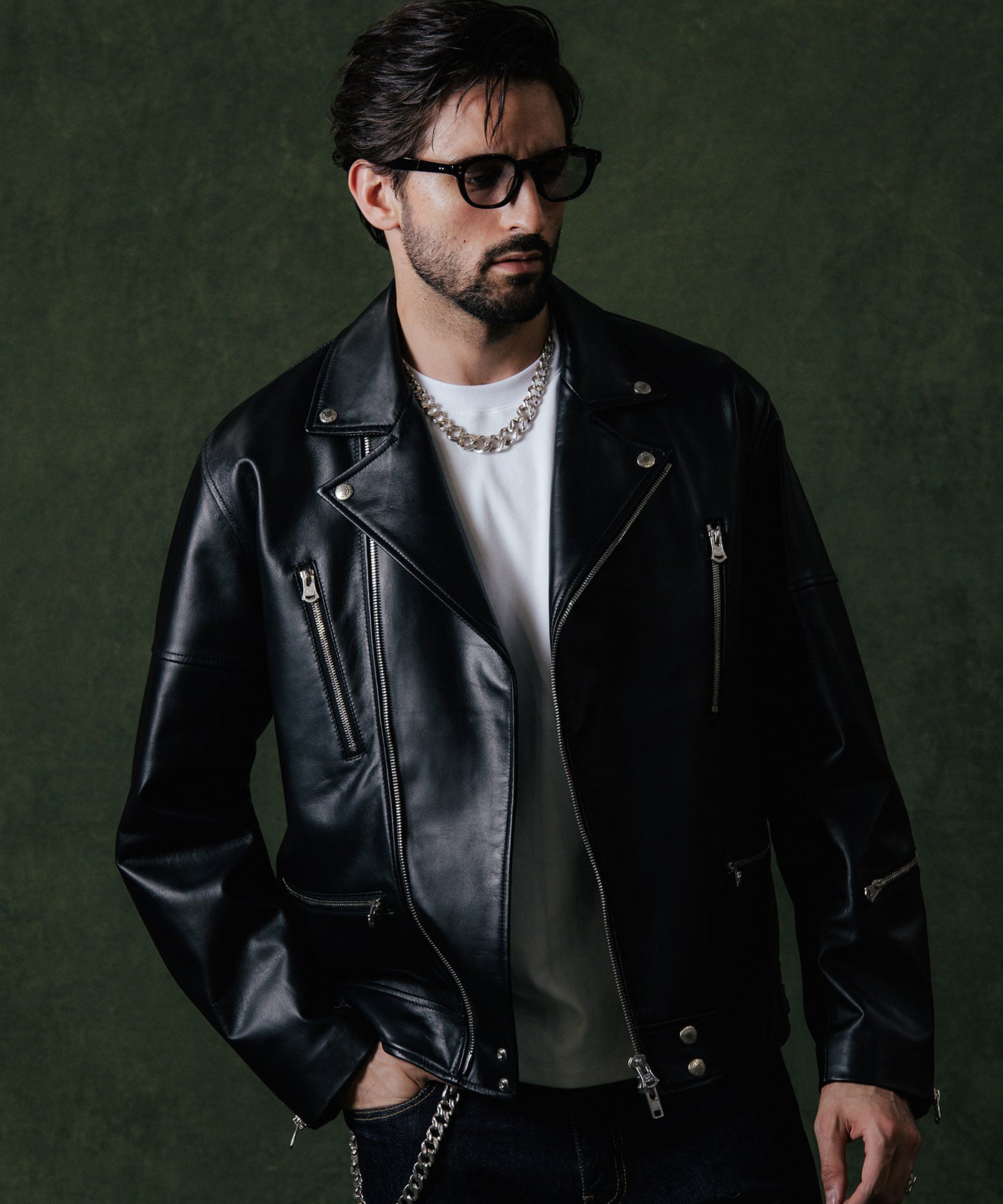 W BIKER SPANISH LAMB LEATHER JACKET