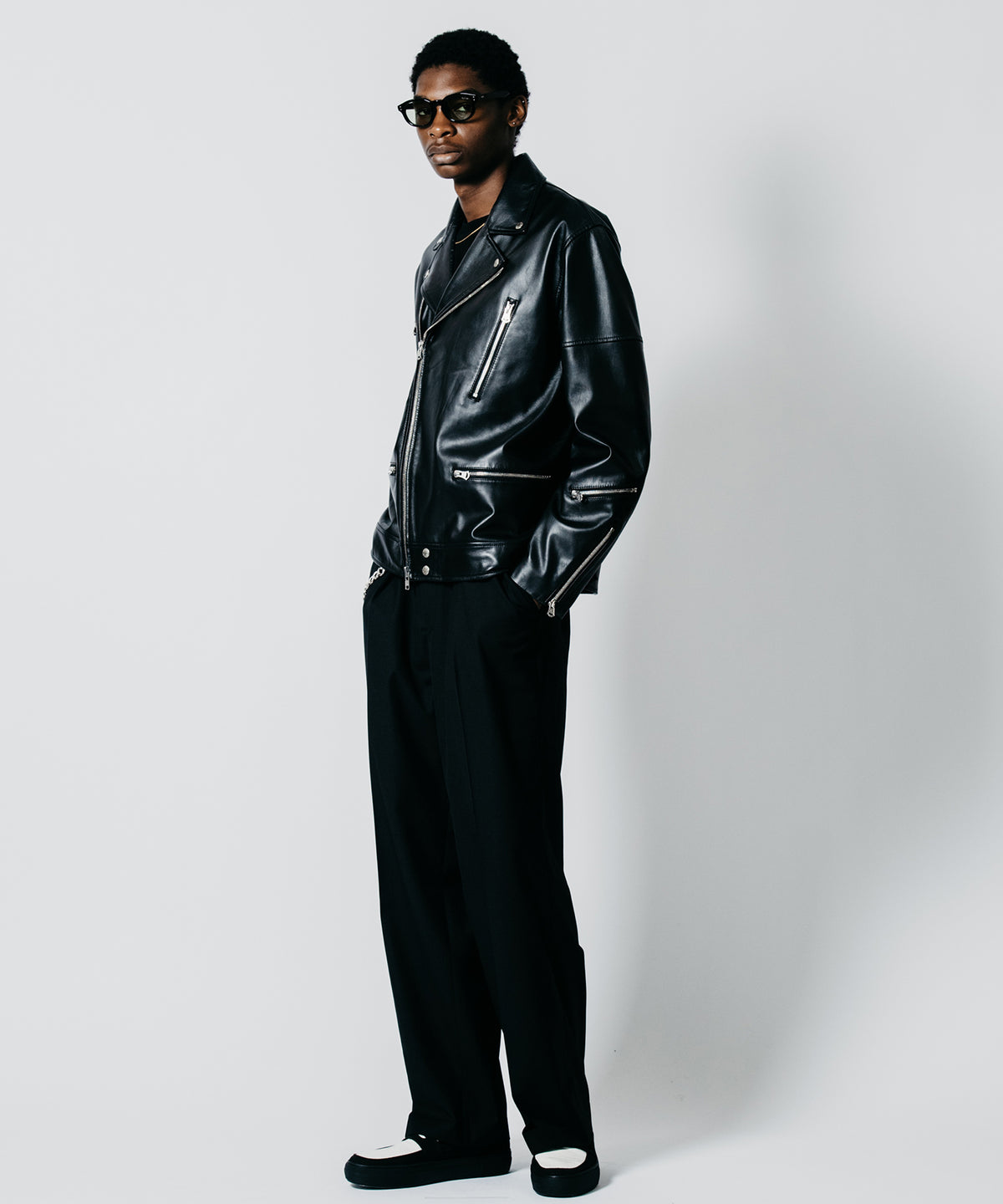 W BIKER SPANISH LAMB LEATHER JACKET