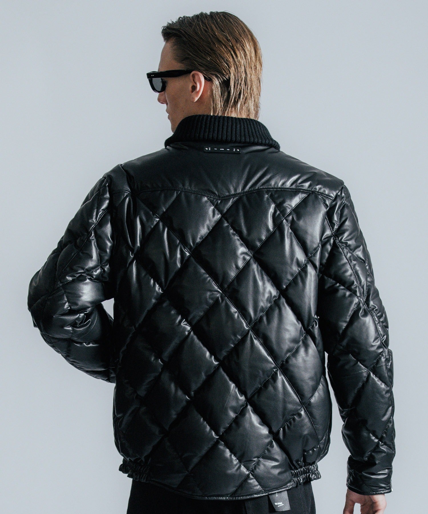 DIAMOND QUILT LAMB LEATHER DOWN JACKET