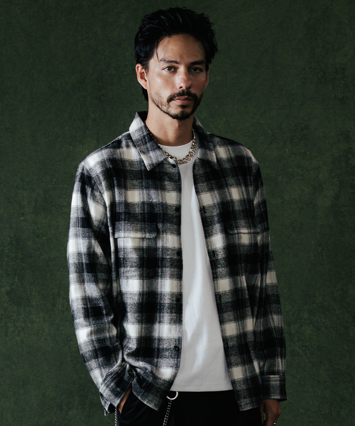 FLAP POCKET CHECK LONG SLEEVE SHIRT