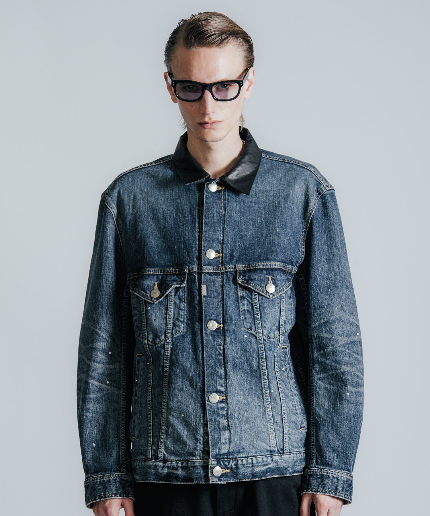 BORN FREE GARAGE USED SELVEDGE STRETCH DENIM JACKET