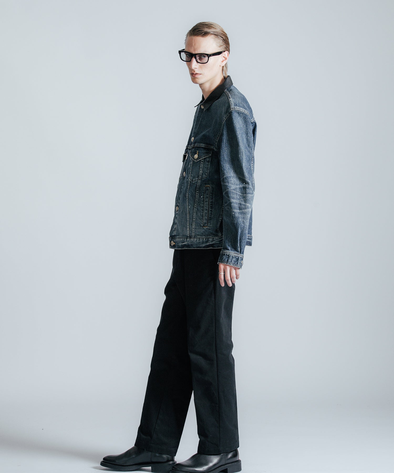 BORN FREE GARAGE USED SELVEDGE STRETCH DENIM JACKET