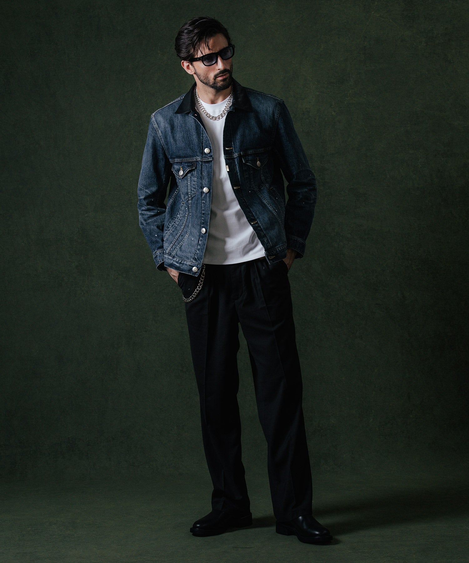 BORN FREE GARAGE USED SELVEDGE STRETCH DENIM JACKET