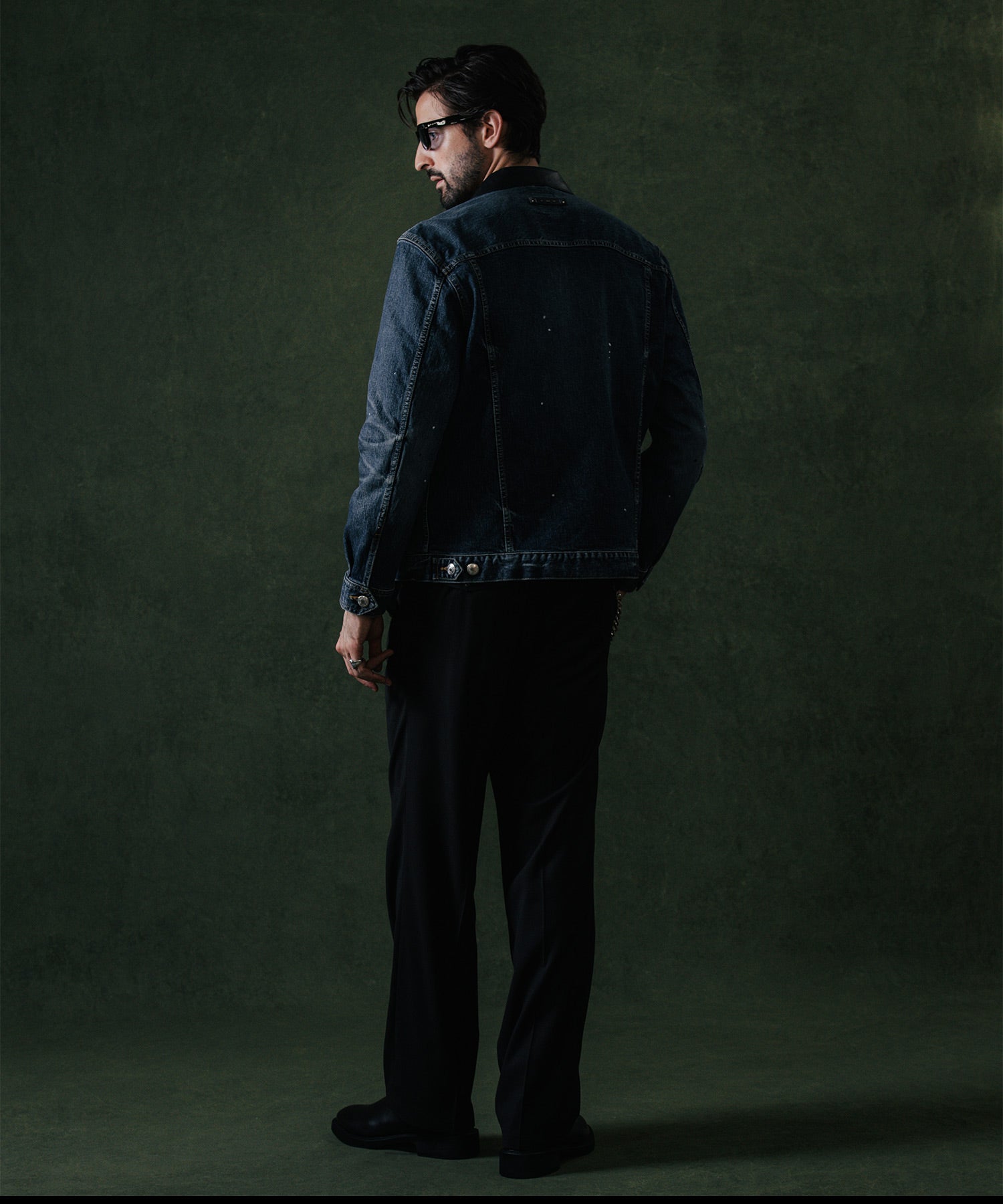 BORN FREE GARAGE USED SELVEDGE STRETCH DENIM JACKET