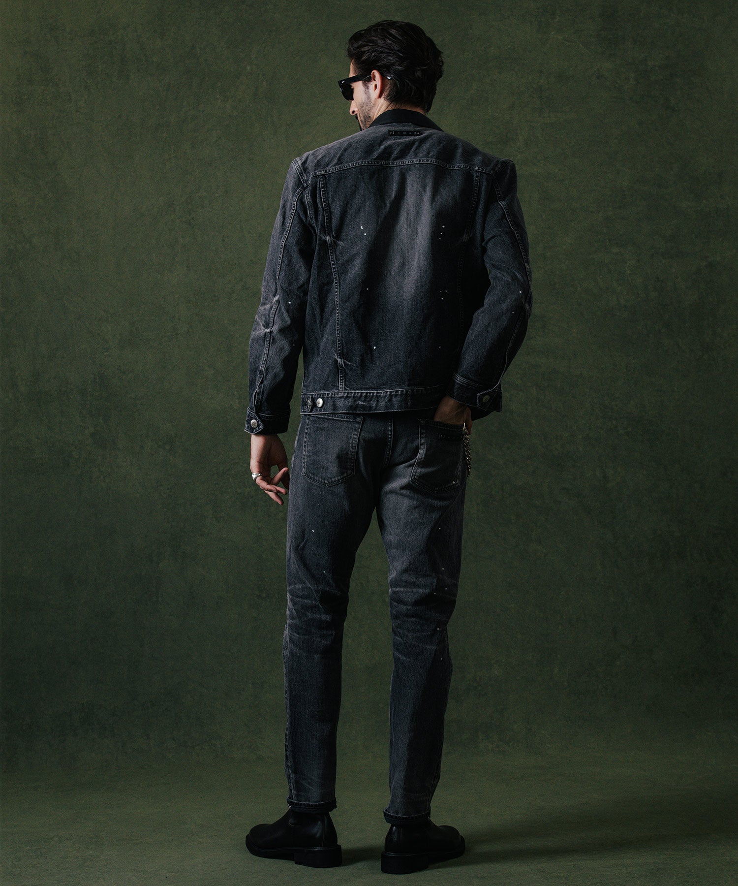 BORN FREE GARAGE USED SELVEDGE STRETCH DENIM JACKET