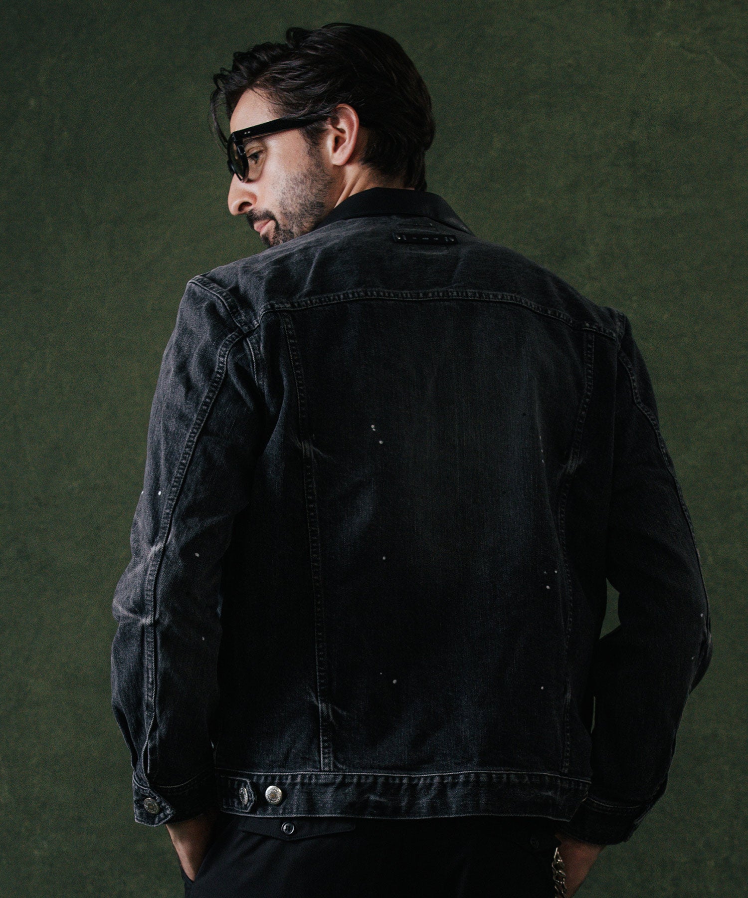 BORN FREE GARAGE USED SELVEDGE STRETCH DENIM JACKET