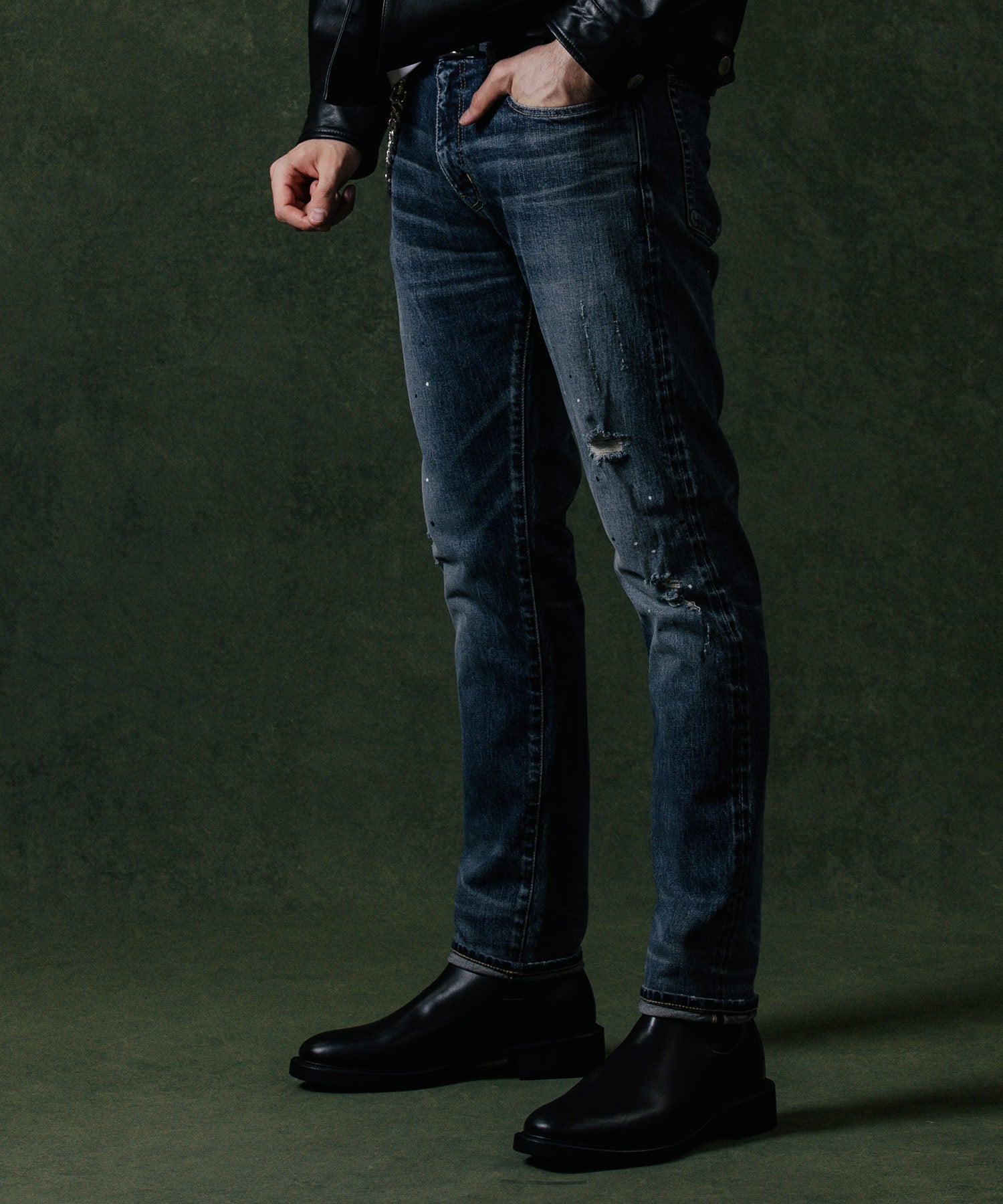 BORN FREE GARAGE USED SELVEDGE STRETCH JEANS