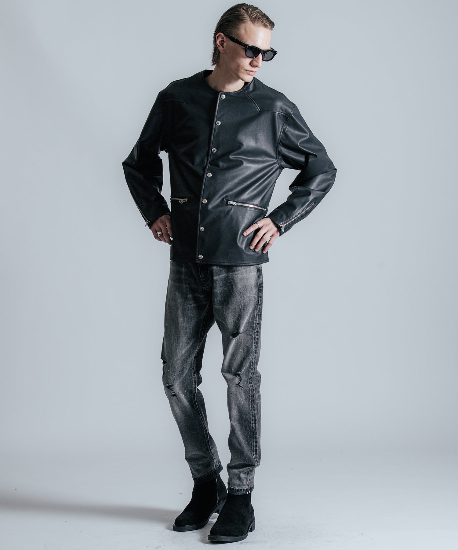 LAMB LEATHER RIDERS CARDIGAN