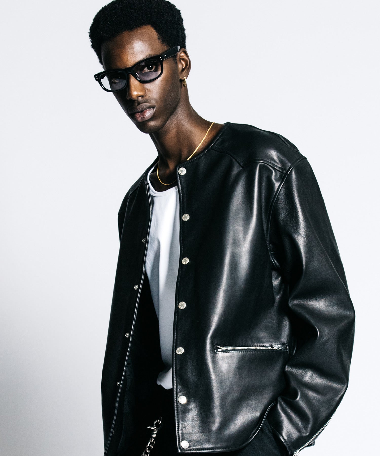LAMB LEATHER RIDERS CARDIGAN