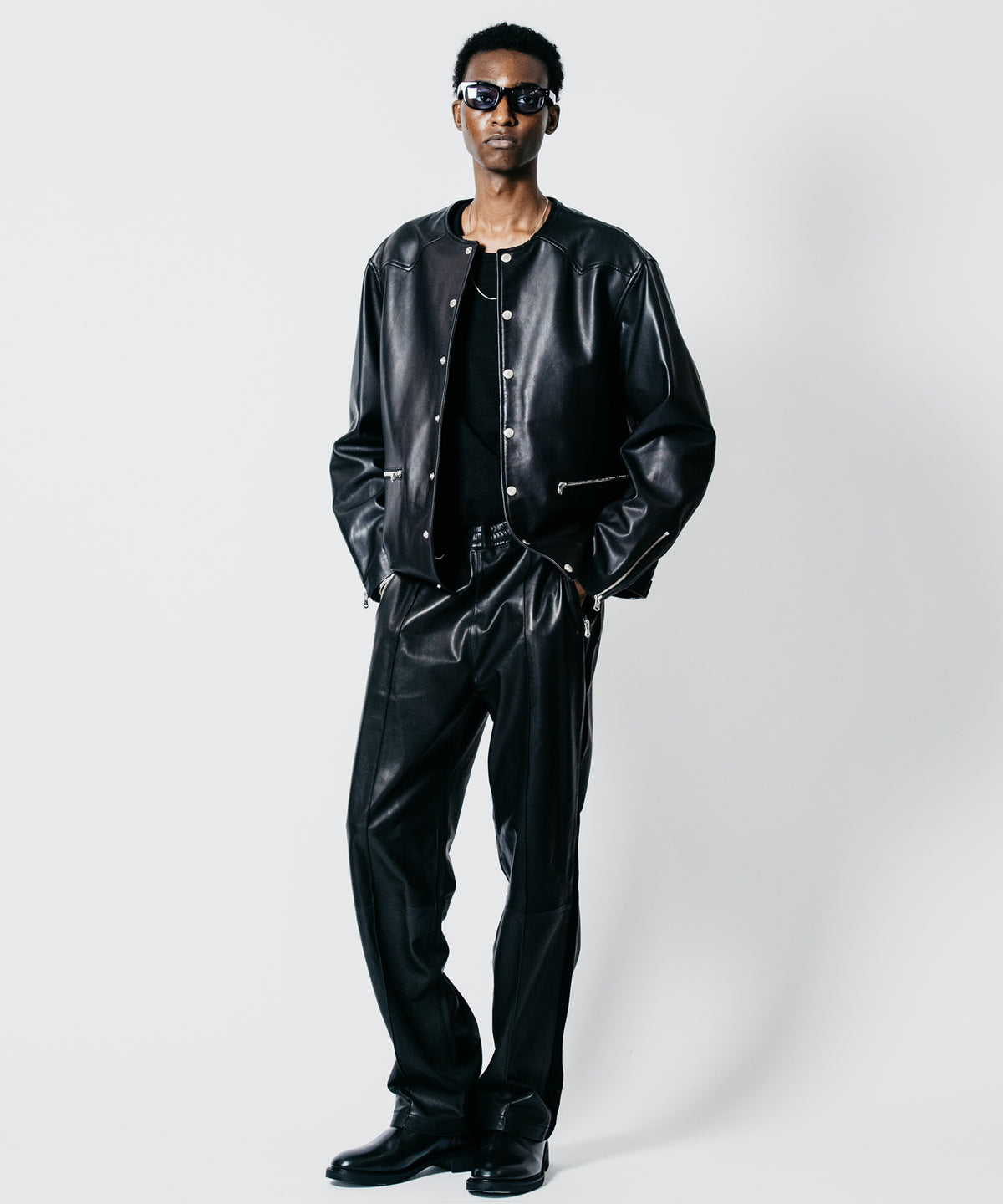 LAMB LEATHER RIDERS CARDIGAN