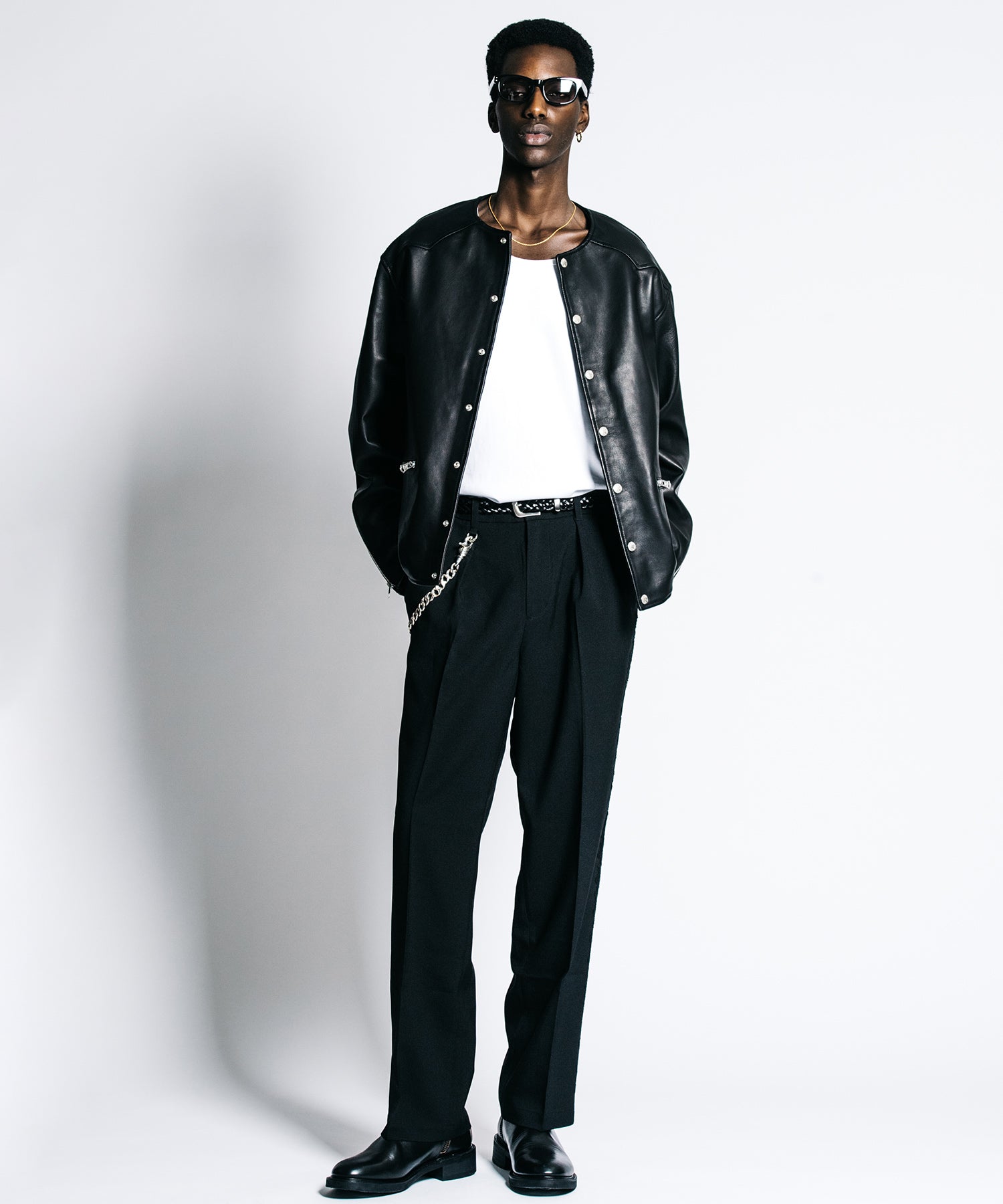 LAMB LEATHER RIDERS CARDIGAN