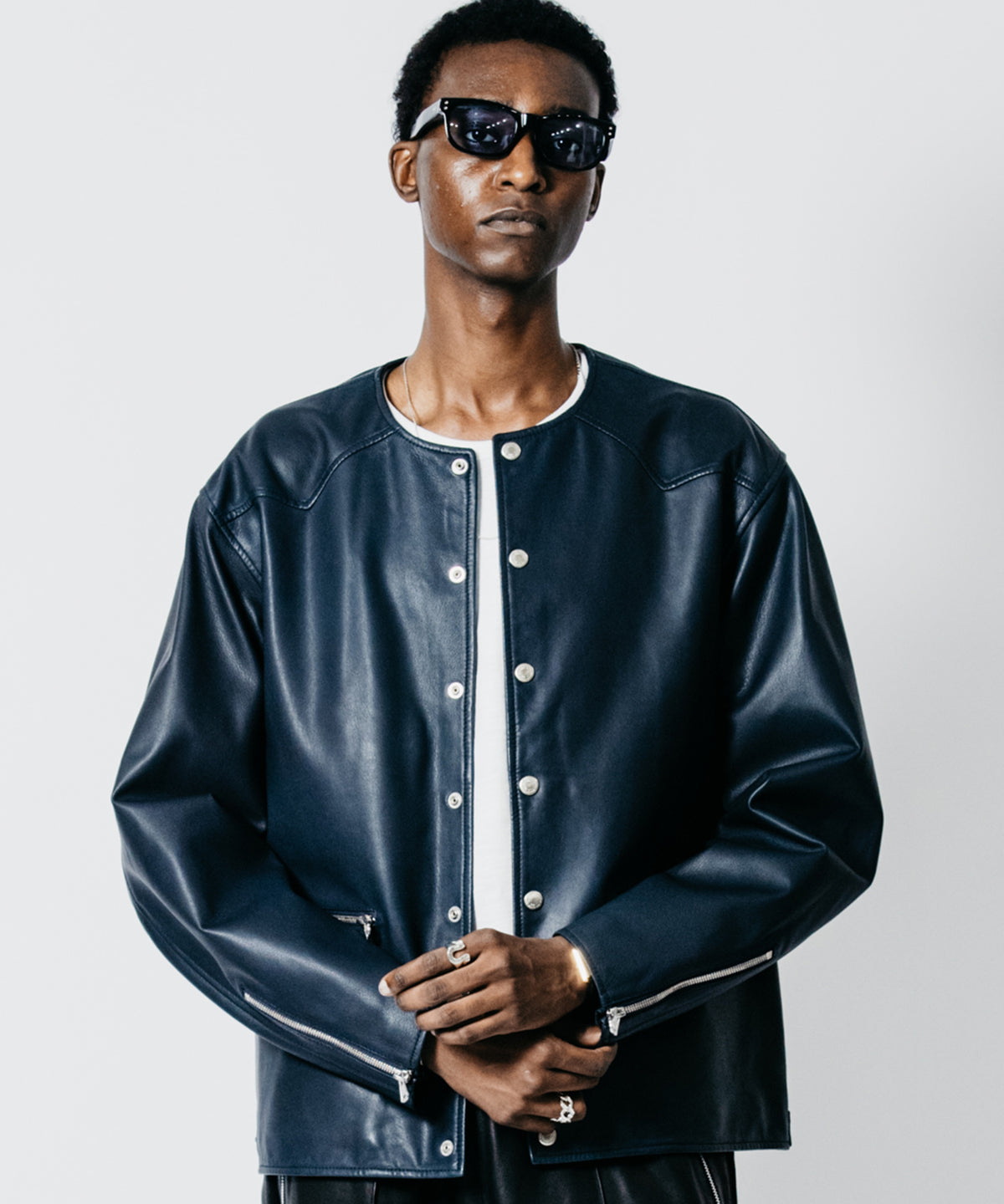 LAMB LEATHER RIDERS CARDIGAN