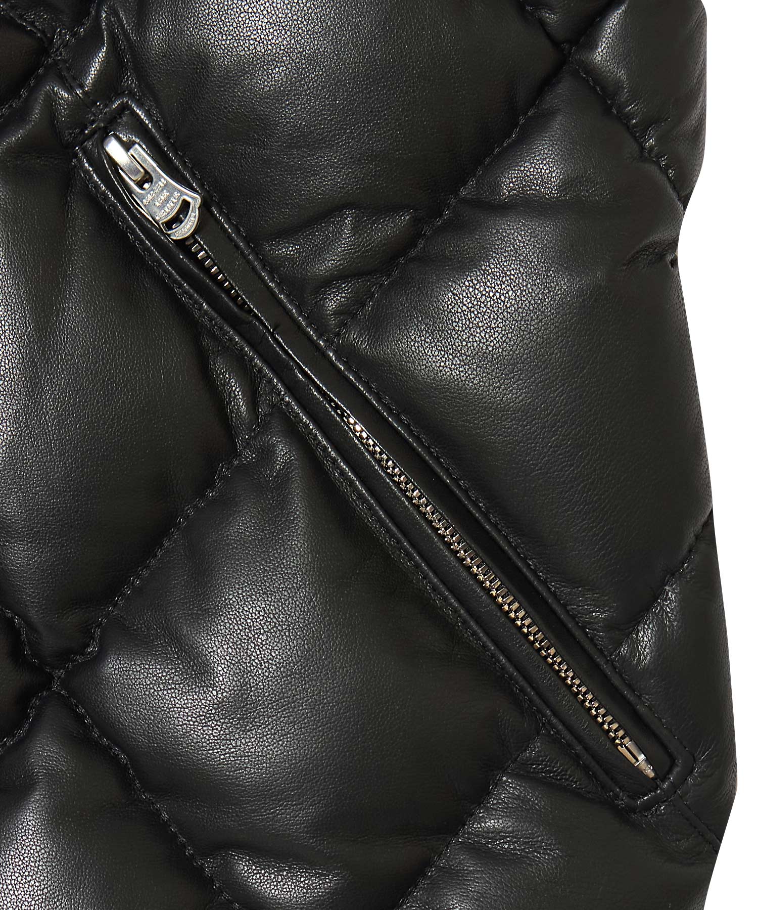 DIAMOND QUILT LAMB LEATHER DOWN VEST
