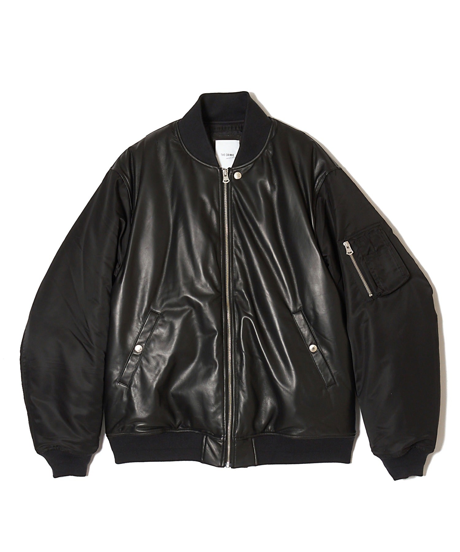 NYLON SLEEVE LEATHER MA1 JACKET