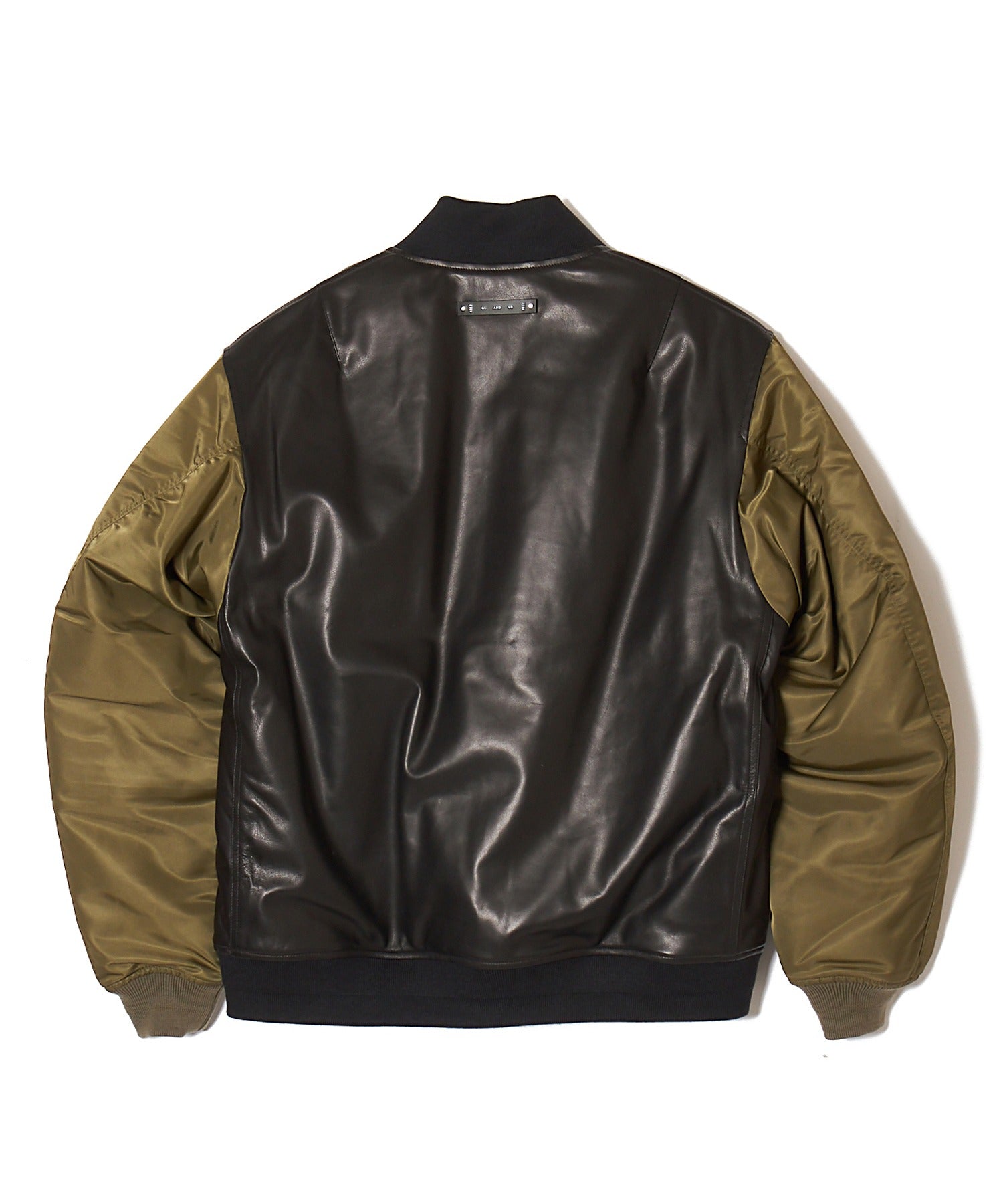 NYLON SLEEVE LEATHER MA1 JACKET