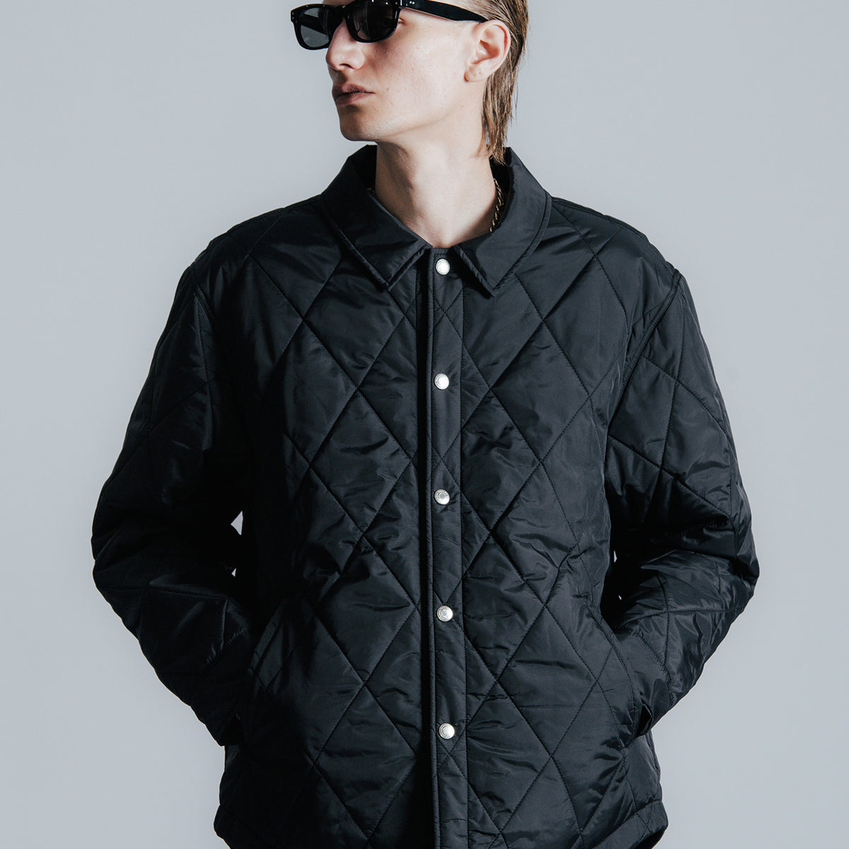 DIAMOND QUILT NYLON SHIRT JACKET