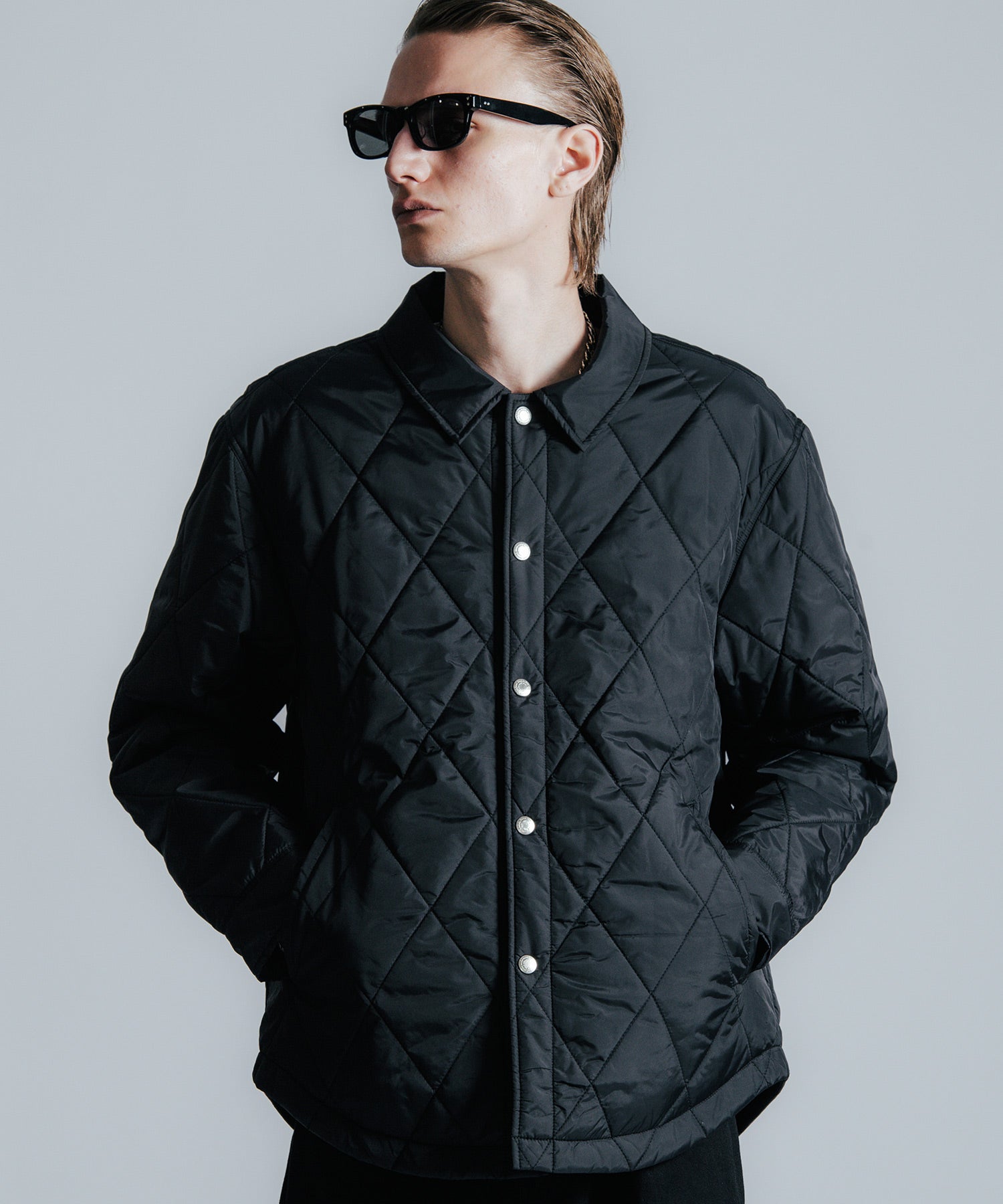 DIAMOND QUILT NYLON SHIRT JACKET
