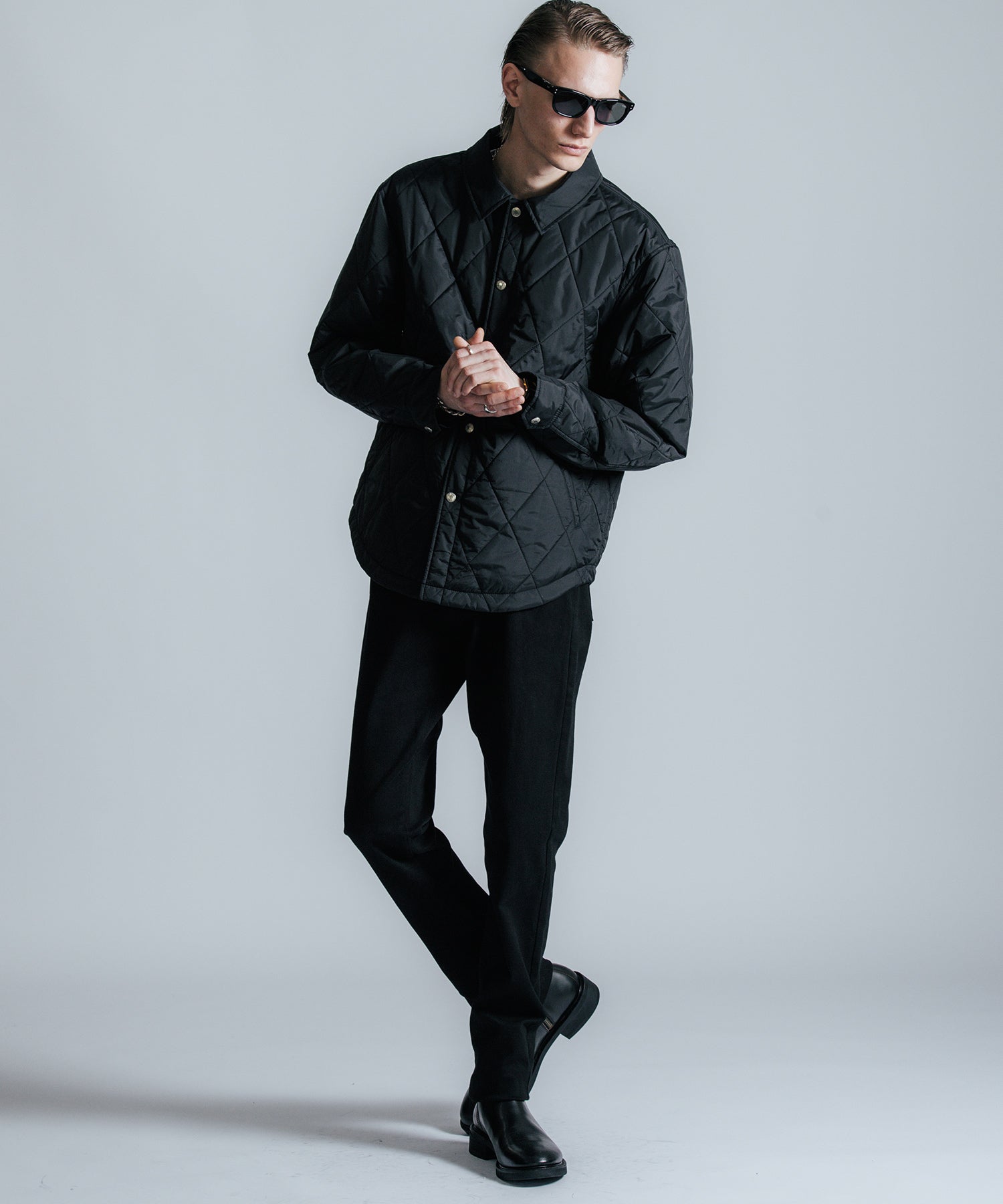DIAMOND QUILT NYLON SHIRT JACKET
