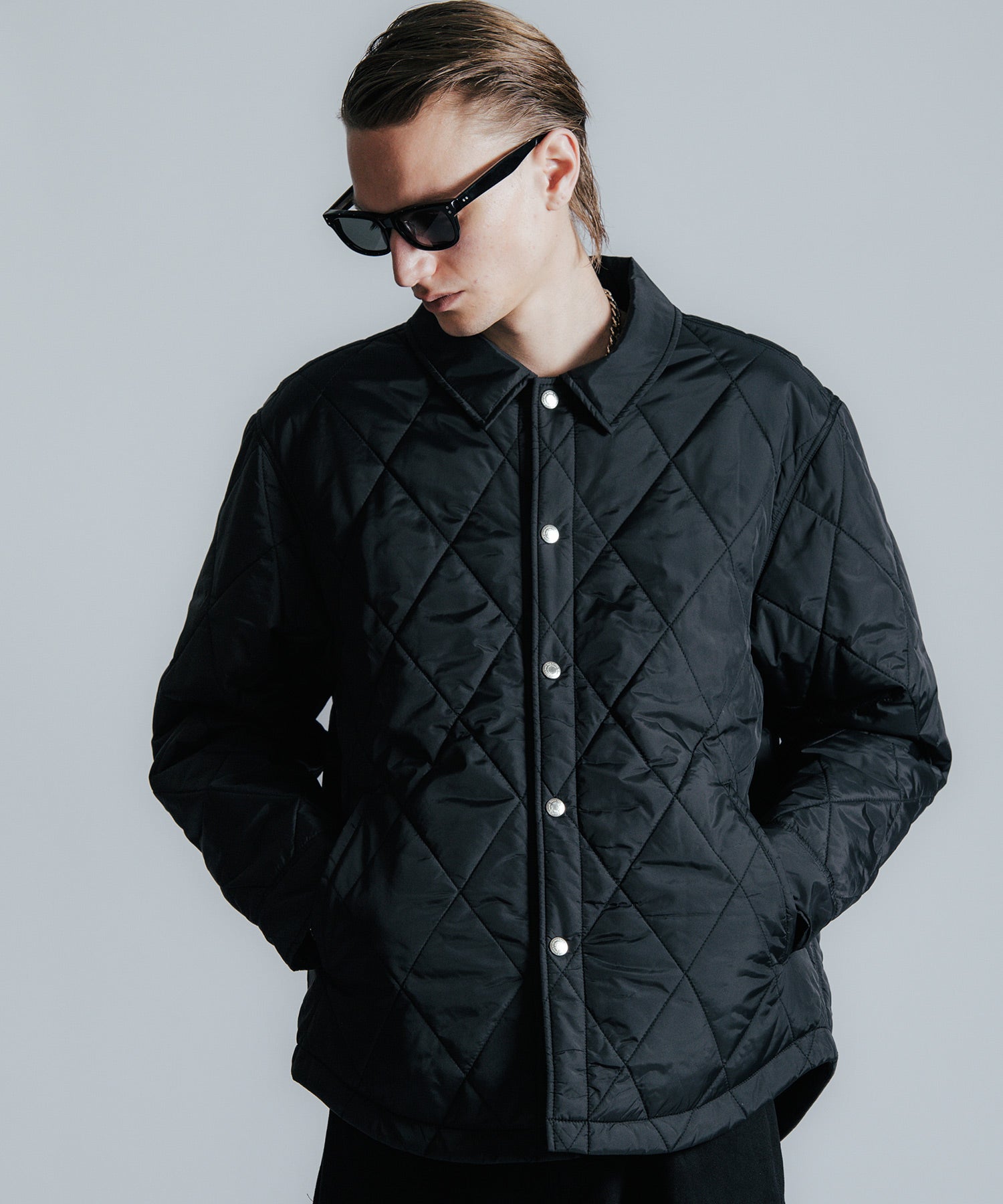 DIAMOND QUILT NYLON SHIRT JACKET