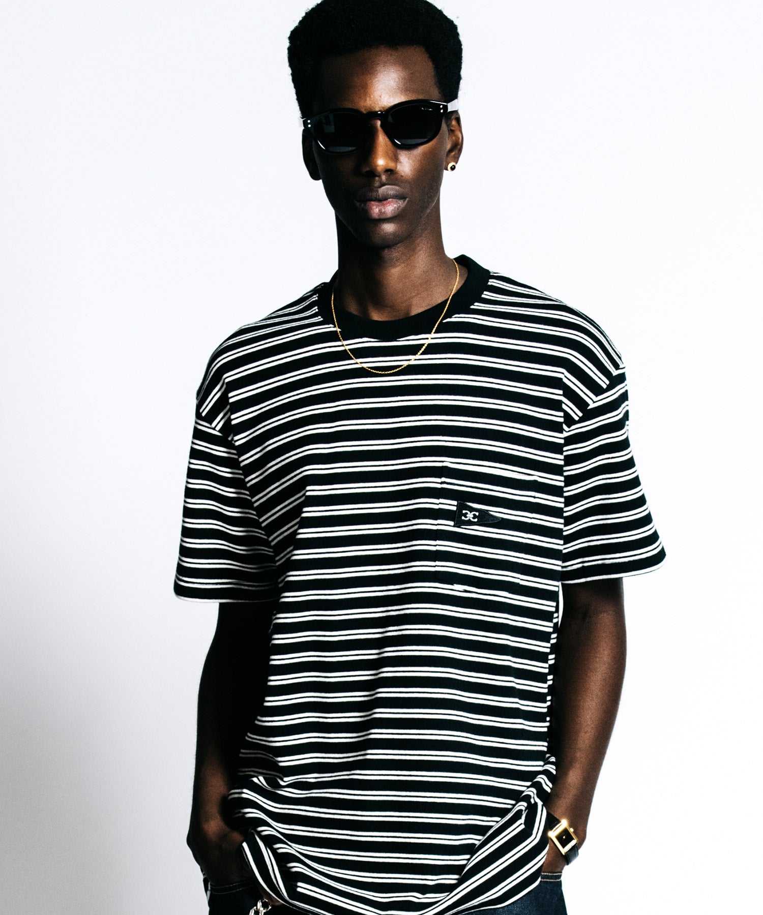 HEAVY OZ FLAG LOGO BORDER POCKET T SHIRT