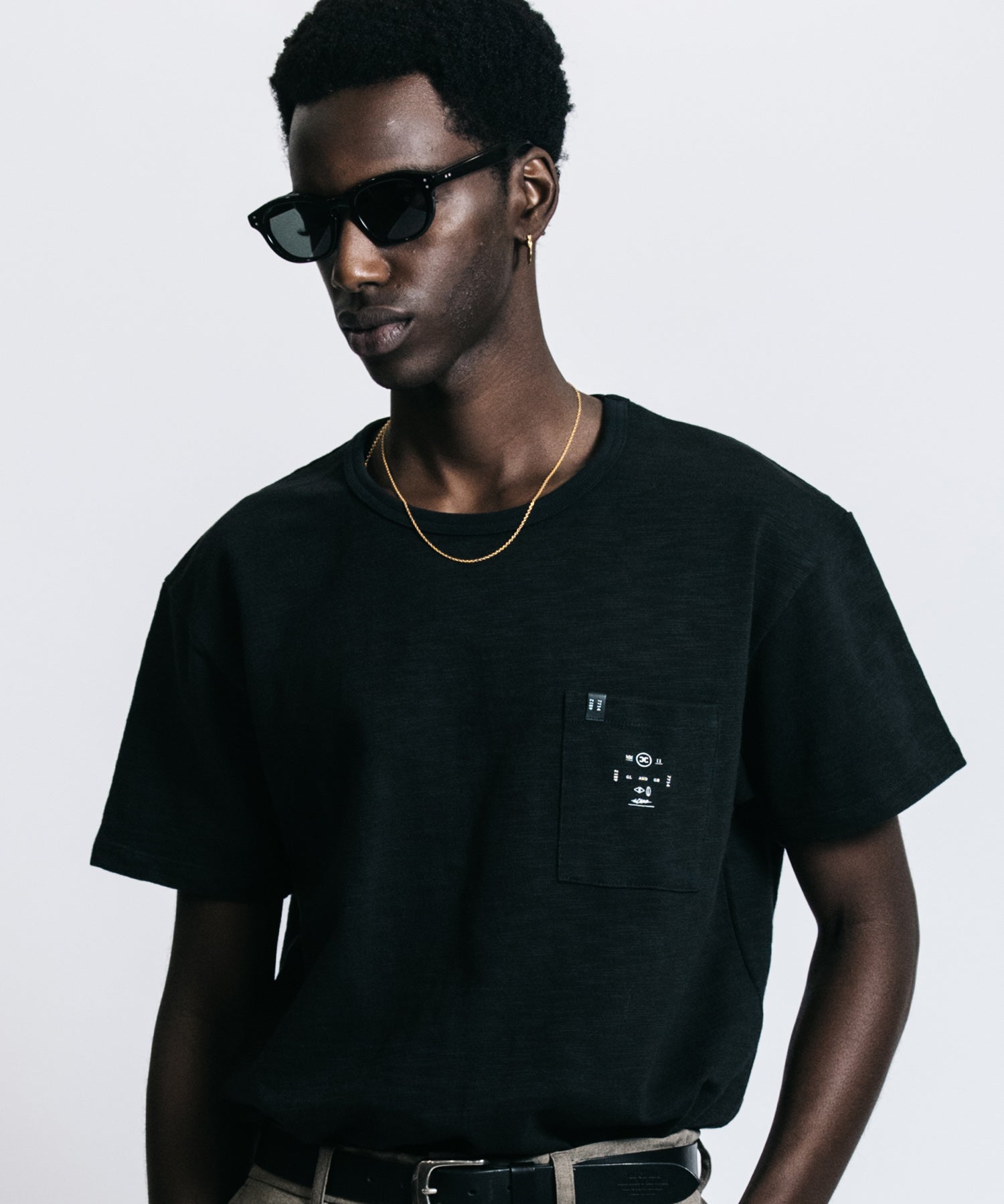 HEAVY OZ SLUB BINDER NECK POCKET T SHIRT