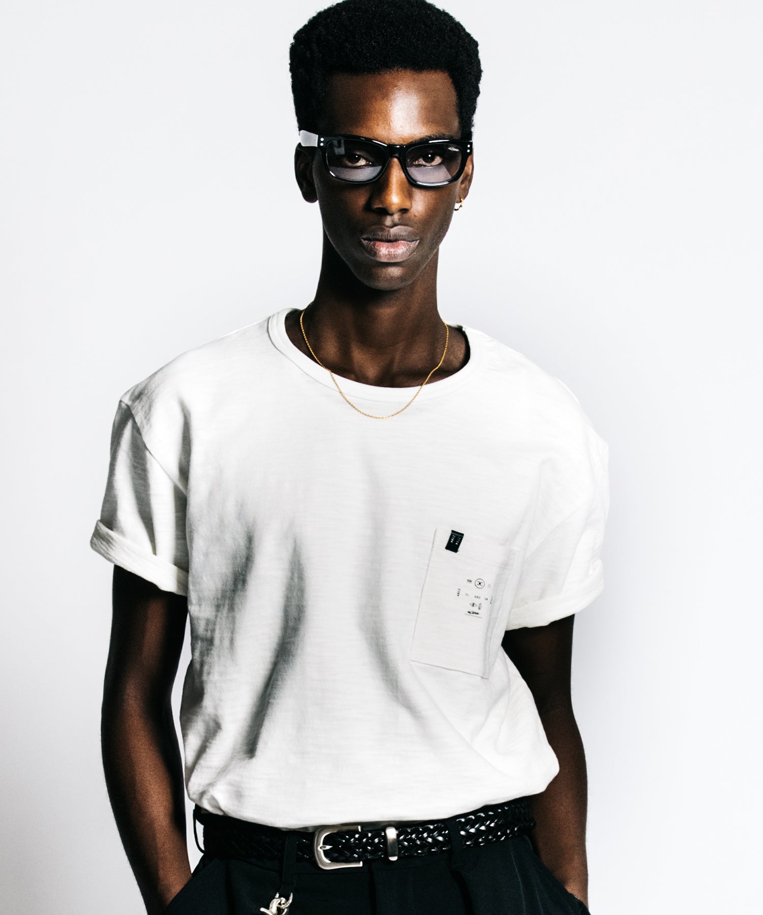 HEAVY OZ SLUB BINDER NECK POCKET T SHIRT