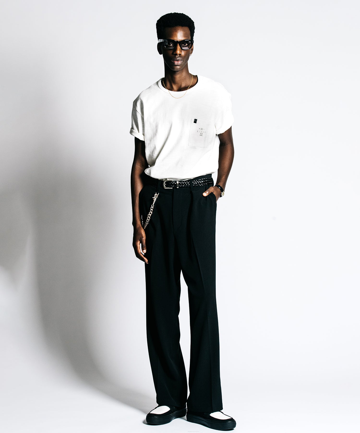 HEAVY OZ SLUB BINDER NECK POCKET T SHIRT