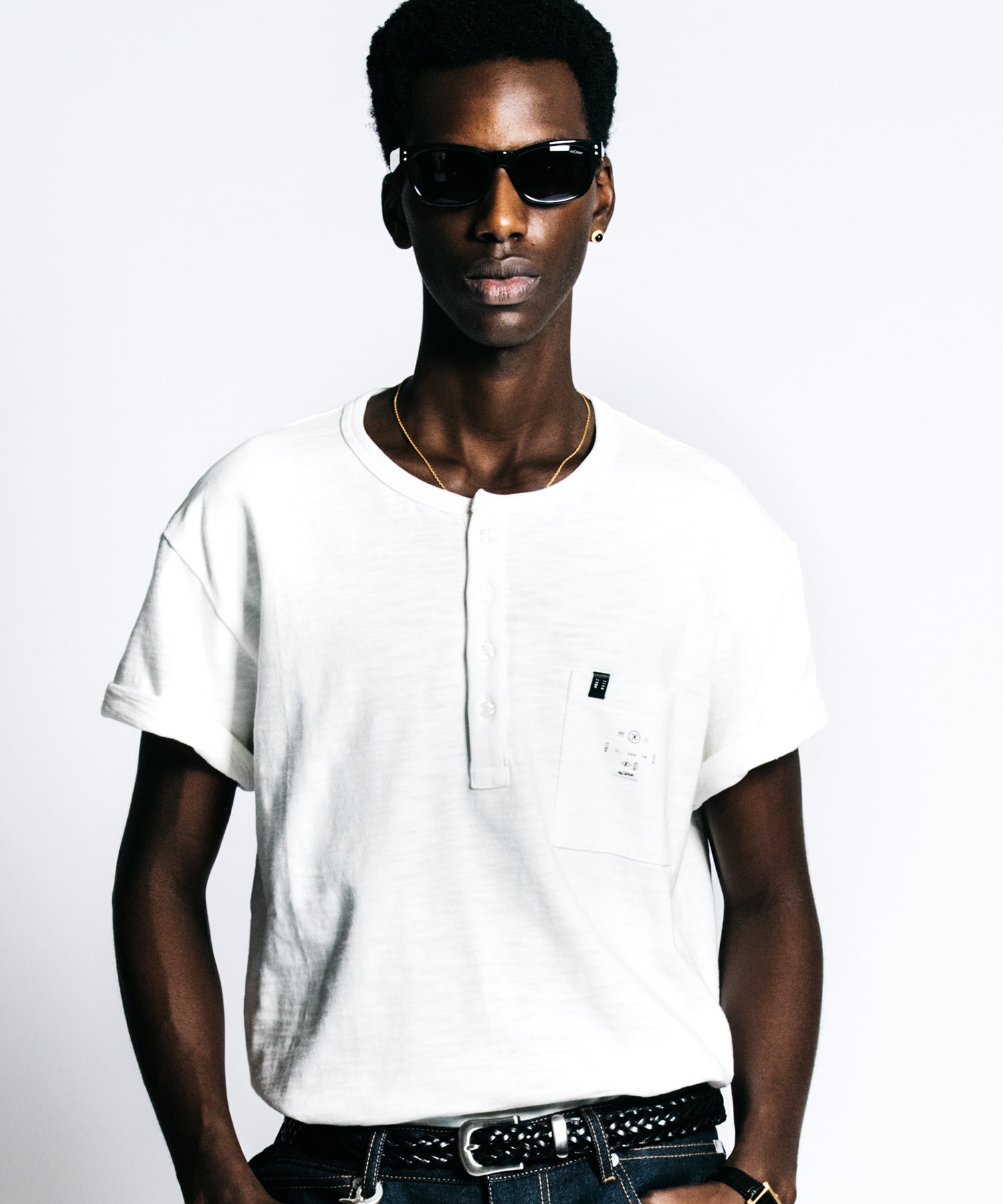 HEAVY OZ SLUB BINDER HENLY NECK POCKET T SHIRT