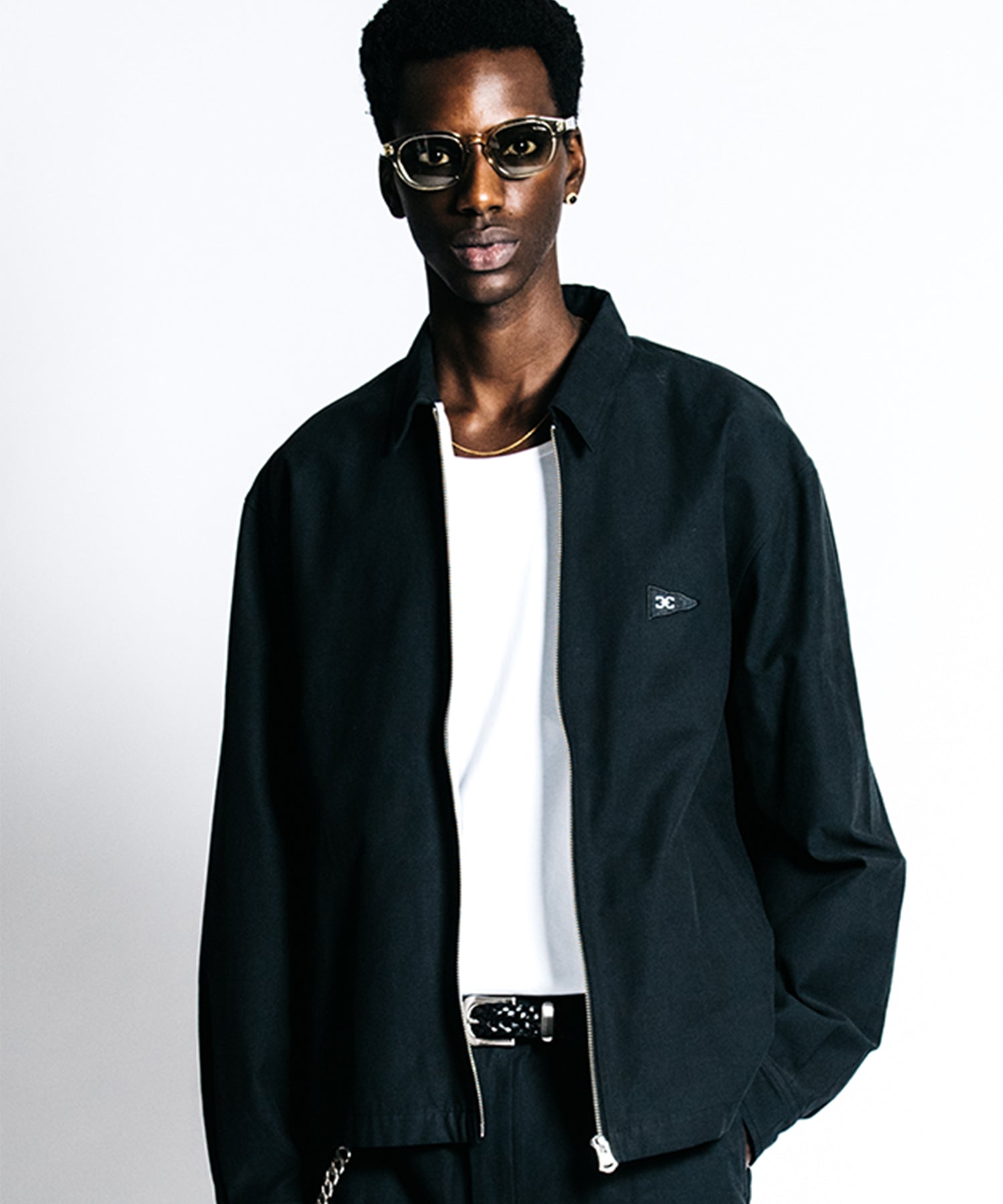 CR MUSTANG EMBROIDERY ZIP BLOUSON – BACK SATIN