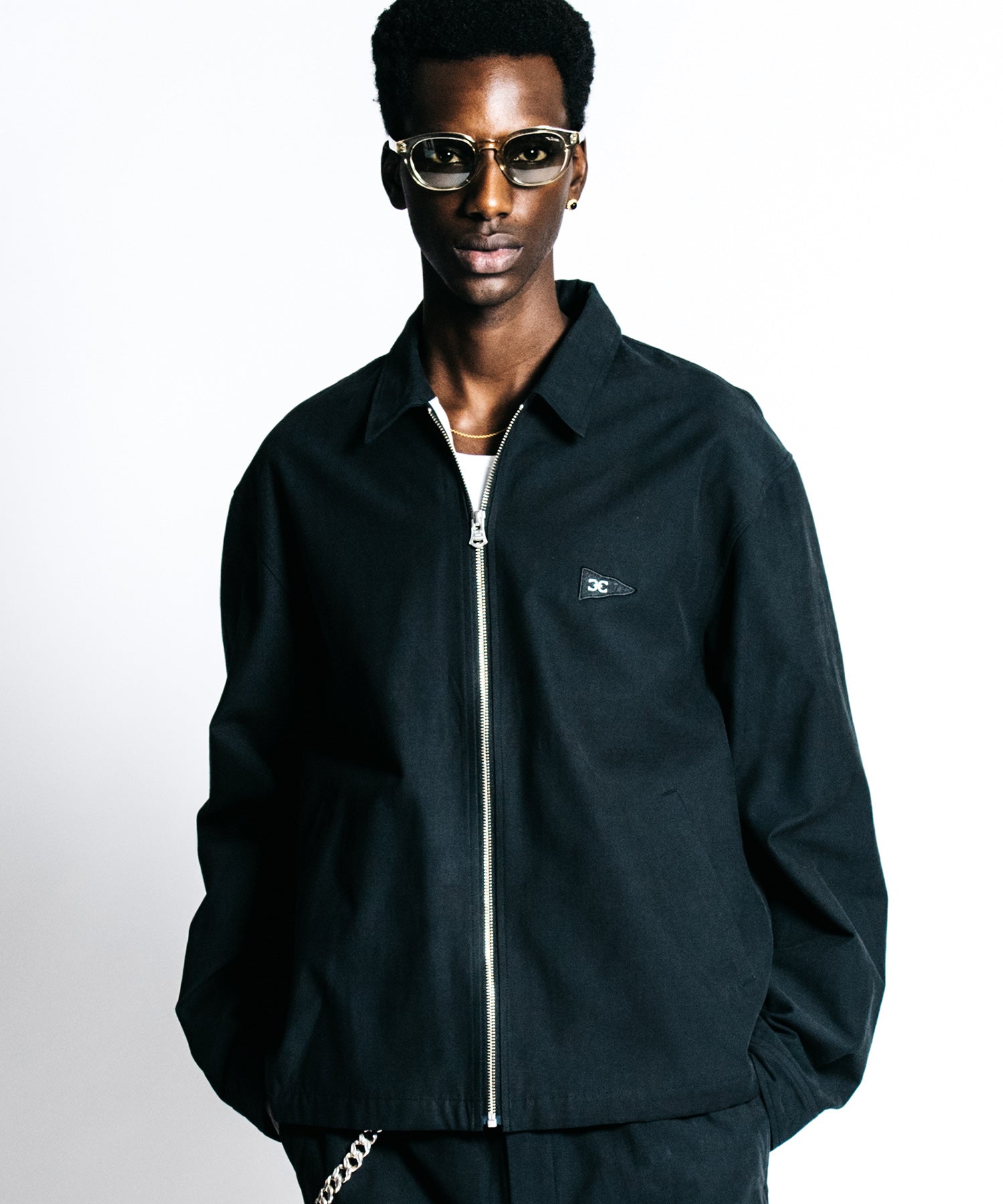 CR MUSTANG EMBROIDERY ZIP BLOUSON – BACK SATIN