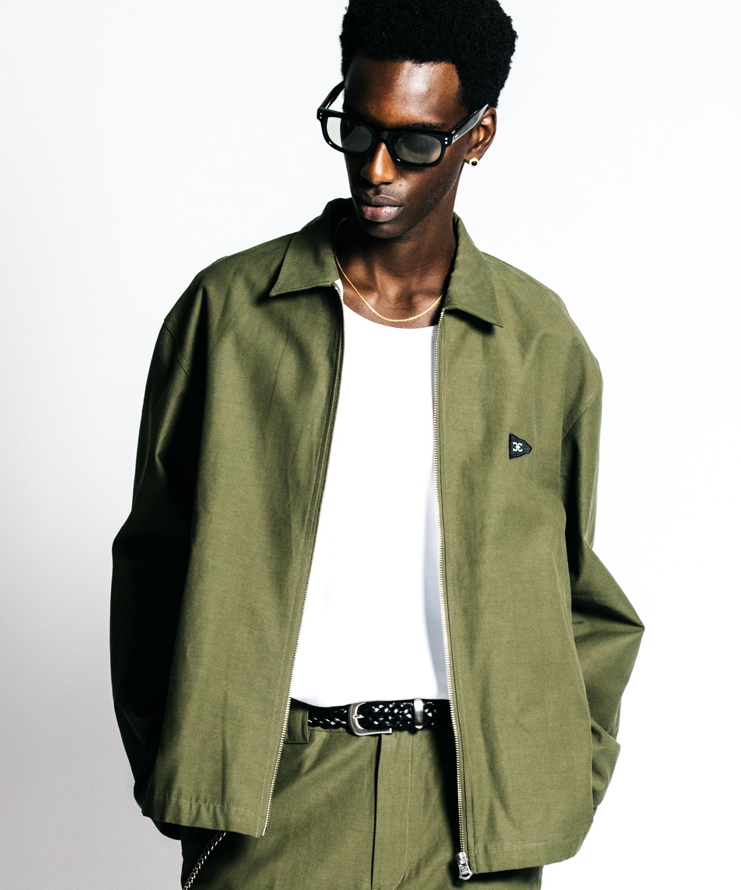 CR MUSTANG EMBROIDERY ZIP BLOUSON – BACK SATIN