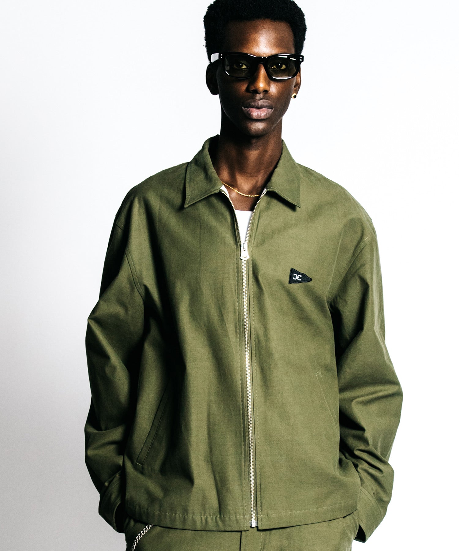 CR MUSTANG EMBROIDERY ZIP BLOUSON – BACK SATIN