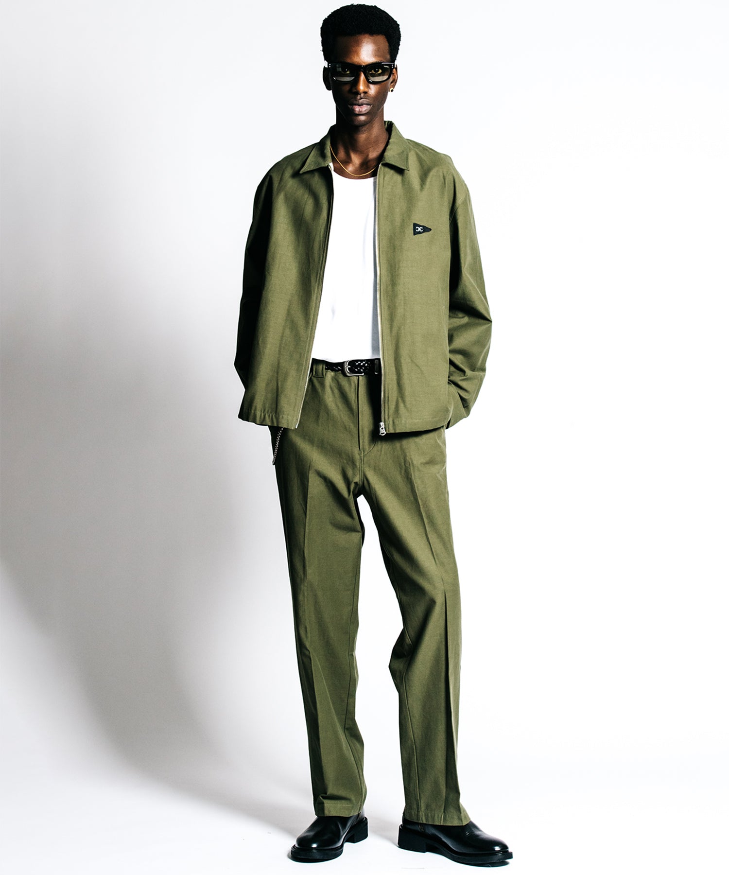 CR MUSTANG EMBROIDERY ZIP BLOUSON – BACK SATIN