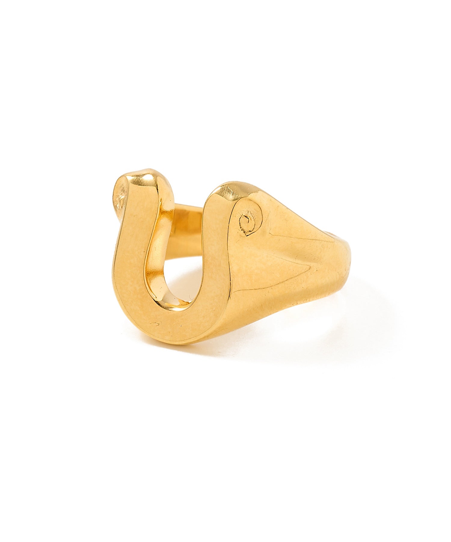LETTER RIBBON HORSE SHOE RING SMALL 24KDP