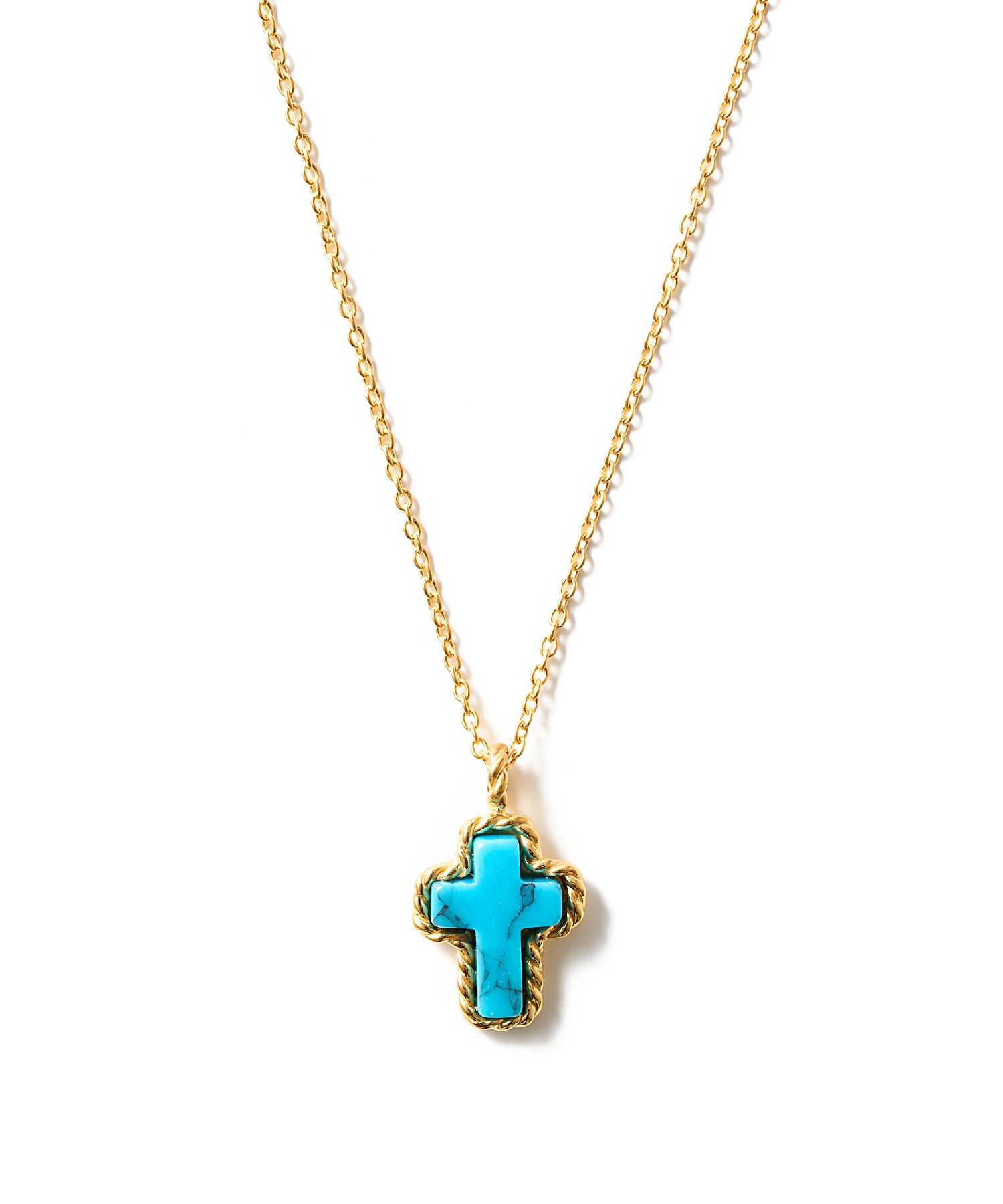 STONE CROSS SILVER NECKLACE 24KDP
