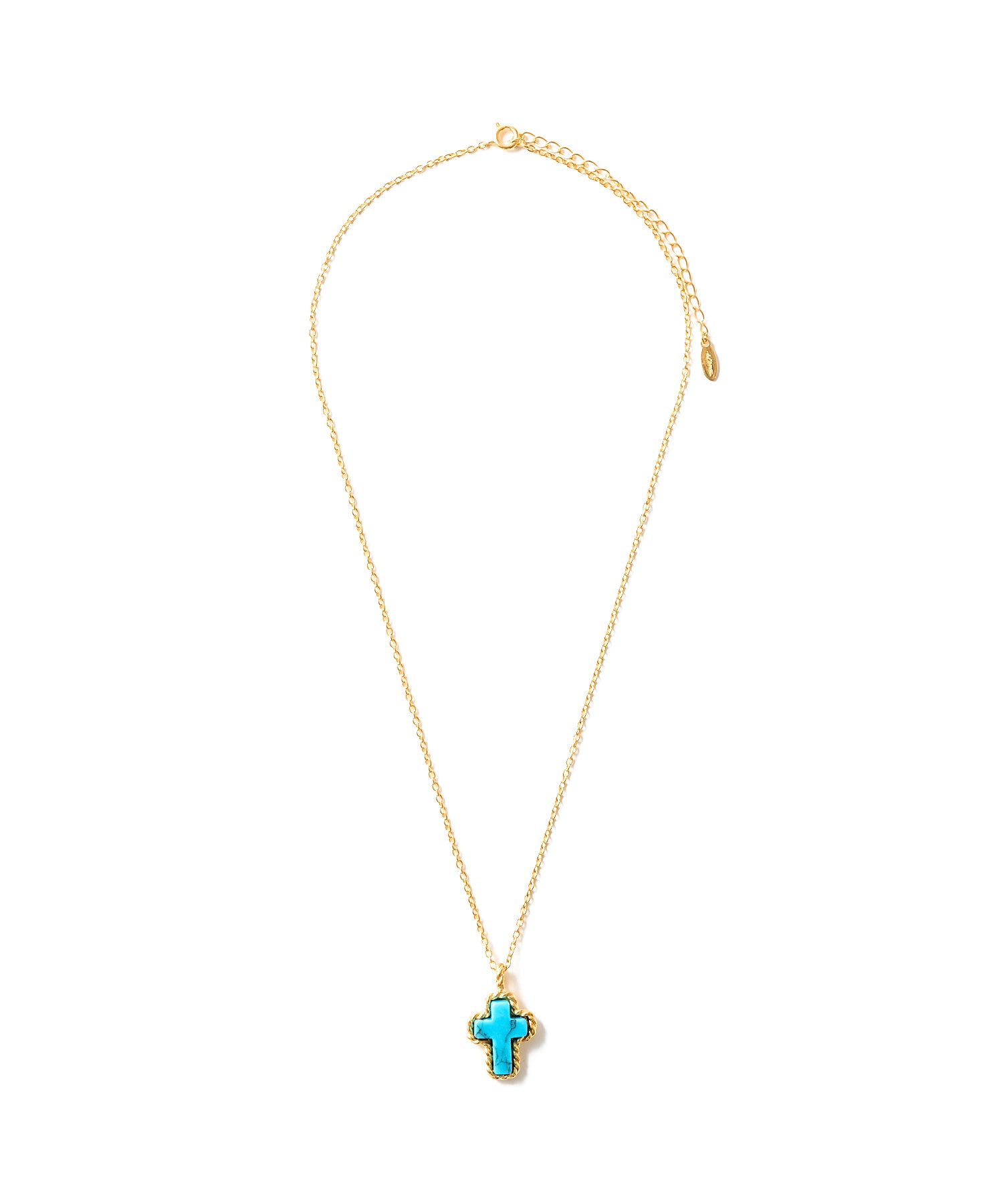 STONE CROSS SILVER NECKLACE 24KDP