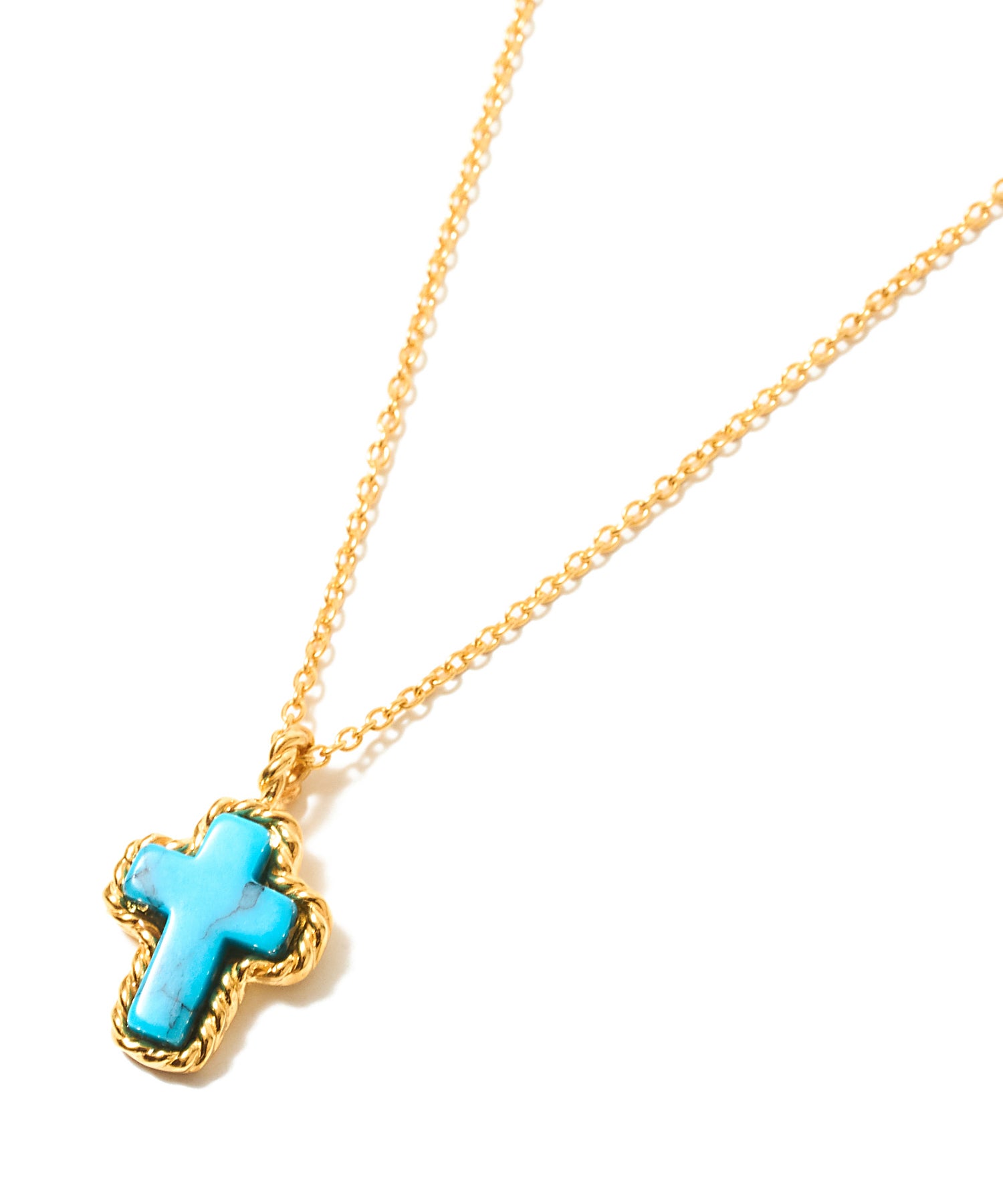 STONE CROSS SILVER NECKLACE 24KDP