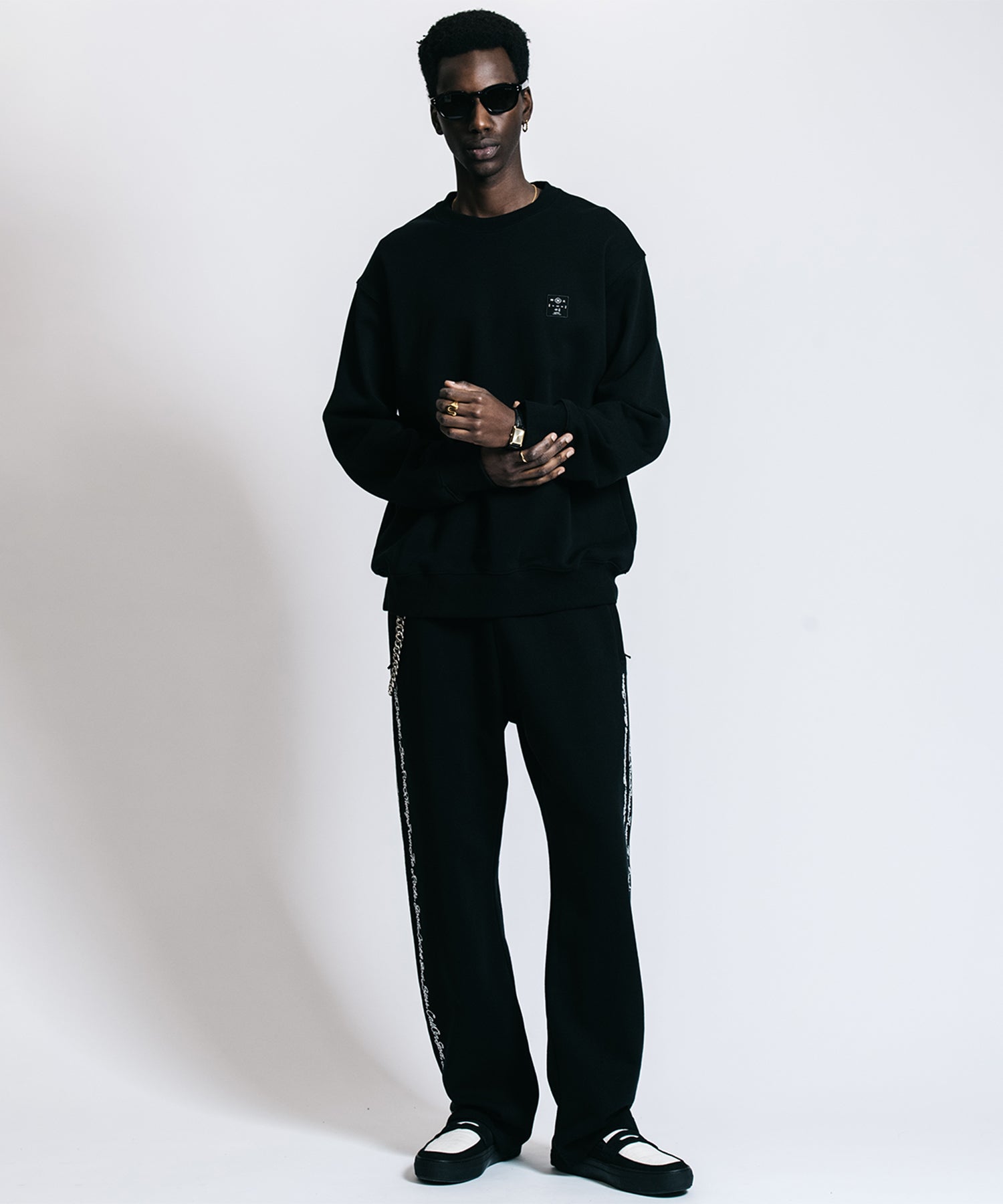 SCRIPT DOUBLE-LINE CHAIN STITCH SWEAT PANTS