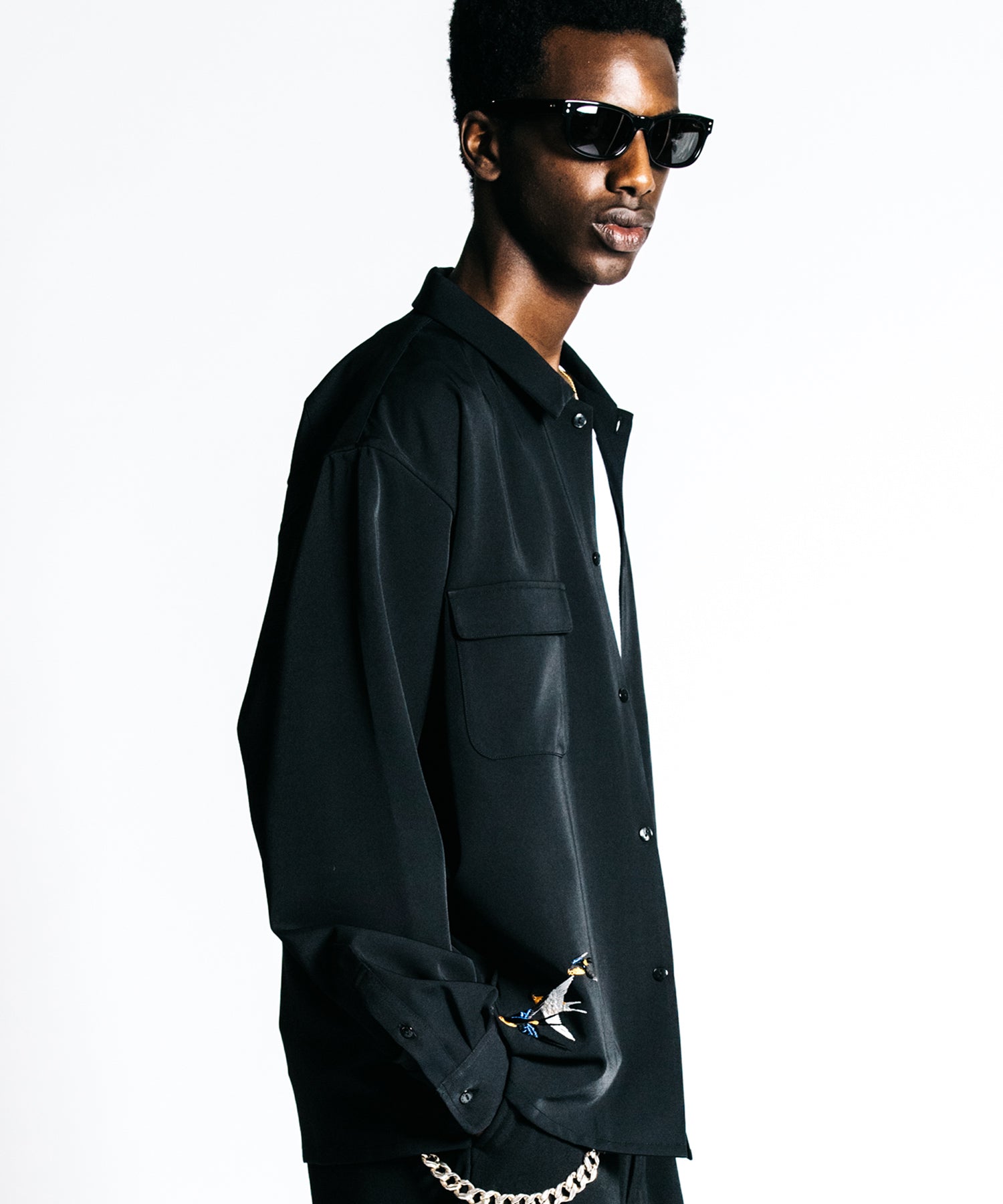 TAILORED SWALLOW EMBROIDERY L/S SHIRT – EASY CARE