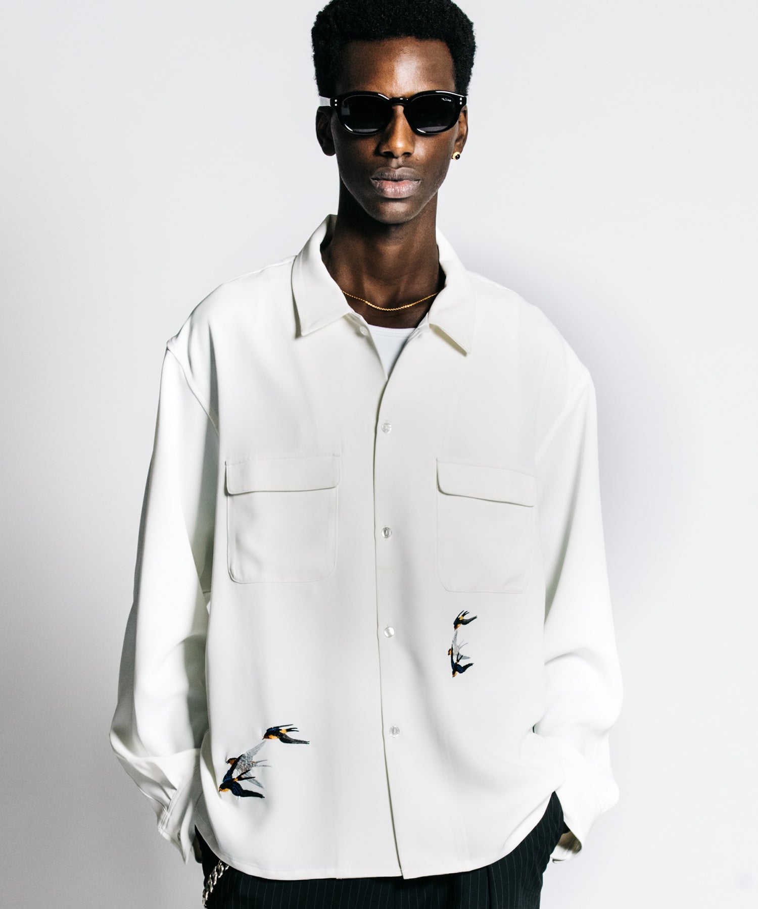 TAILORED SWALLOW EMBROIDERY L/S SHIRT – EASY CARE