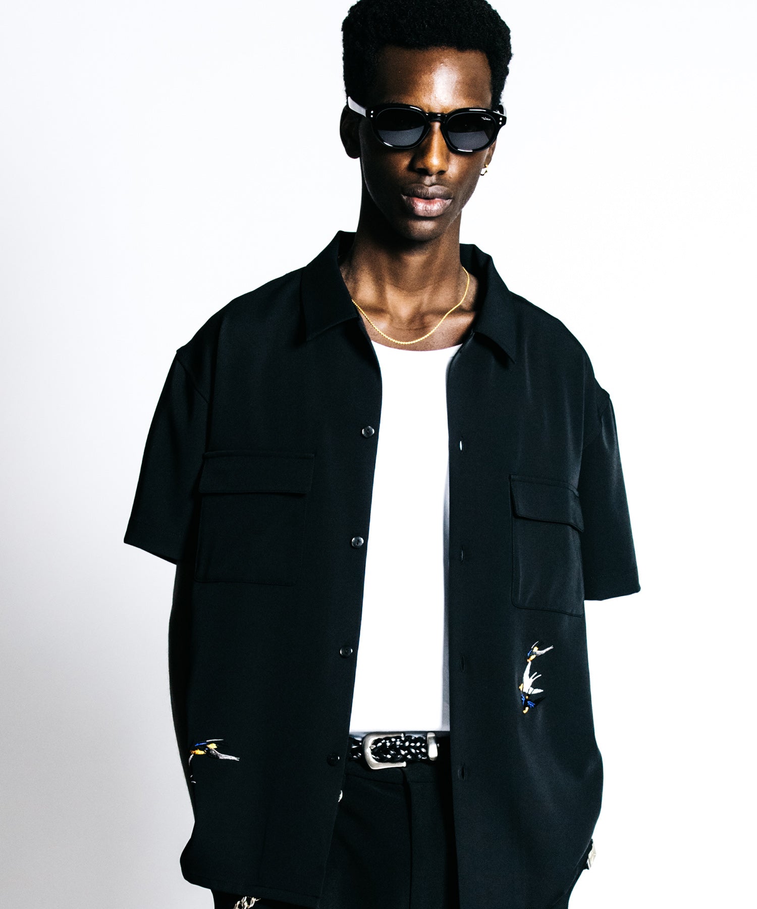 TAILORED SWALLOW EMBROIDERY S/S SHIRT – EASY CARE