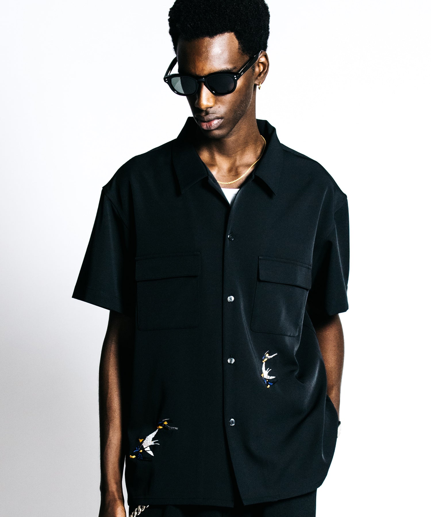 TAILORED SWALLOW EMBROIDERY S/S SHIRT – EASY CARE