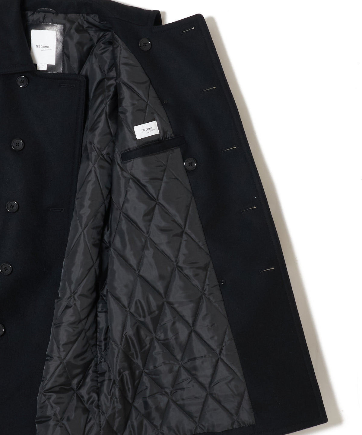 MID-LENGTH LEATHER-SLEEVE PEACOAT