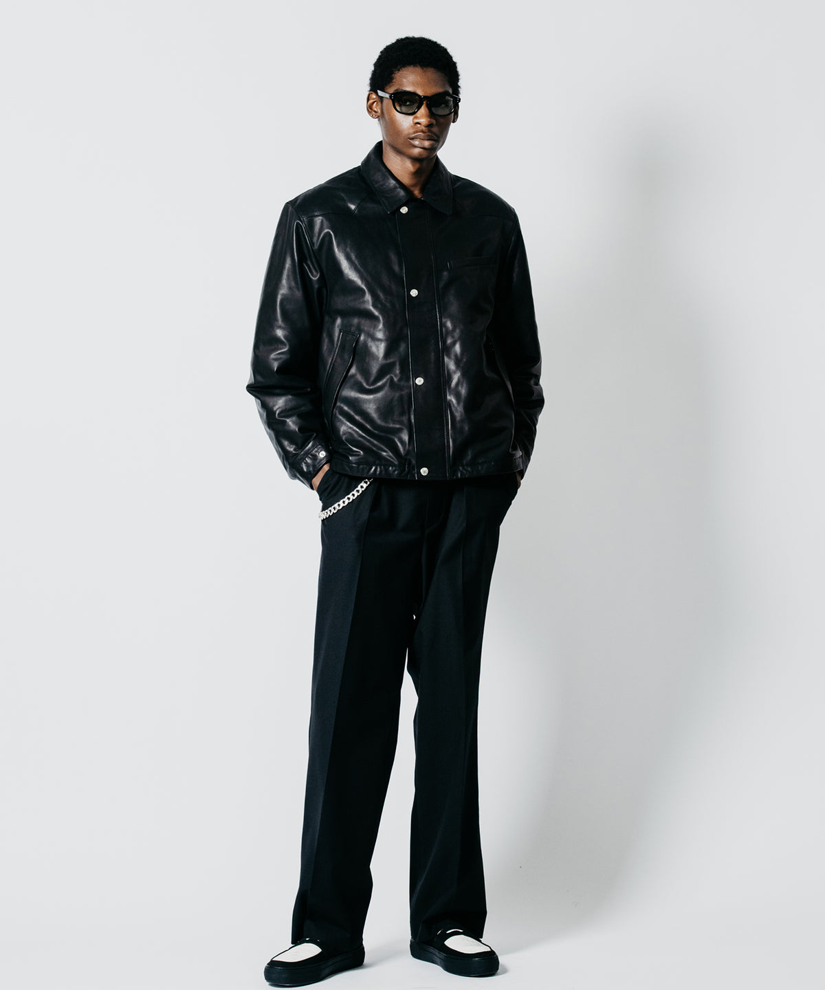 SHEEP LEATHER FIELD JACKET WITH STORM FLAP
