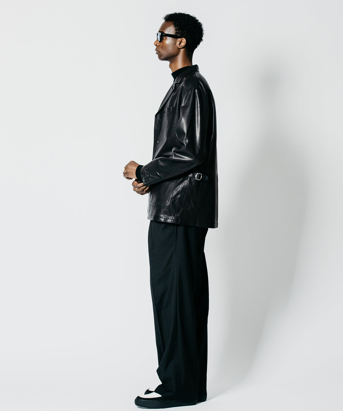 4-BUTTON TAILORED SHEEP LEATHER SUIT JACKET WITH 3-BUTTON LOOK