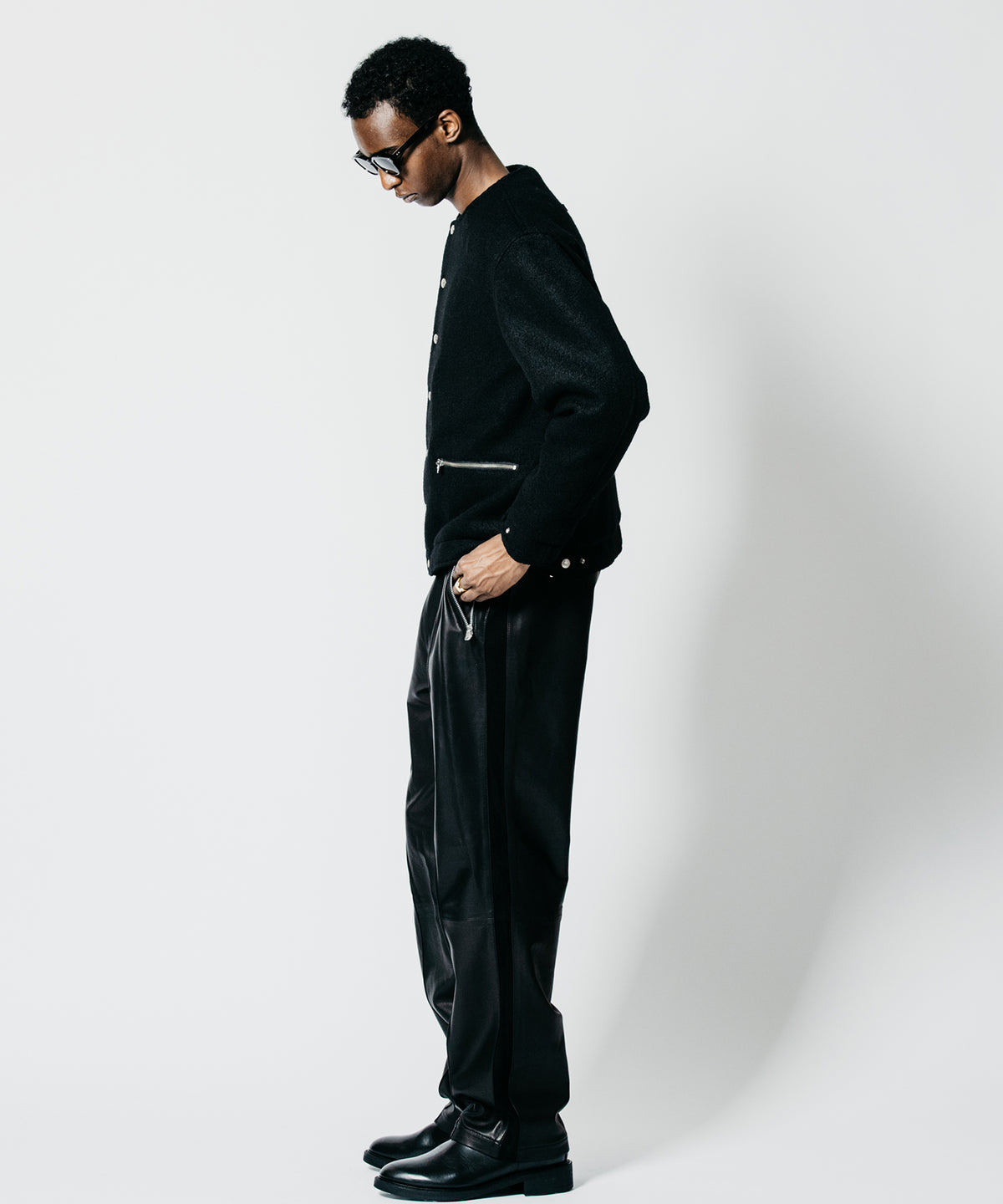 PREMIUM BOUCLE WOOL BIKER CARDIGAN